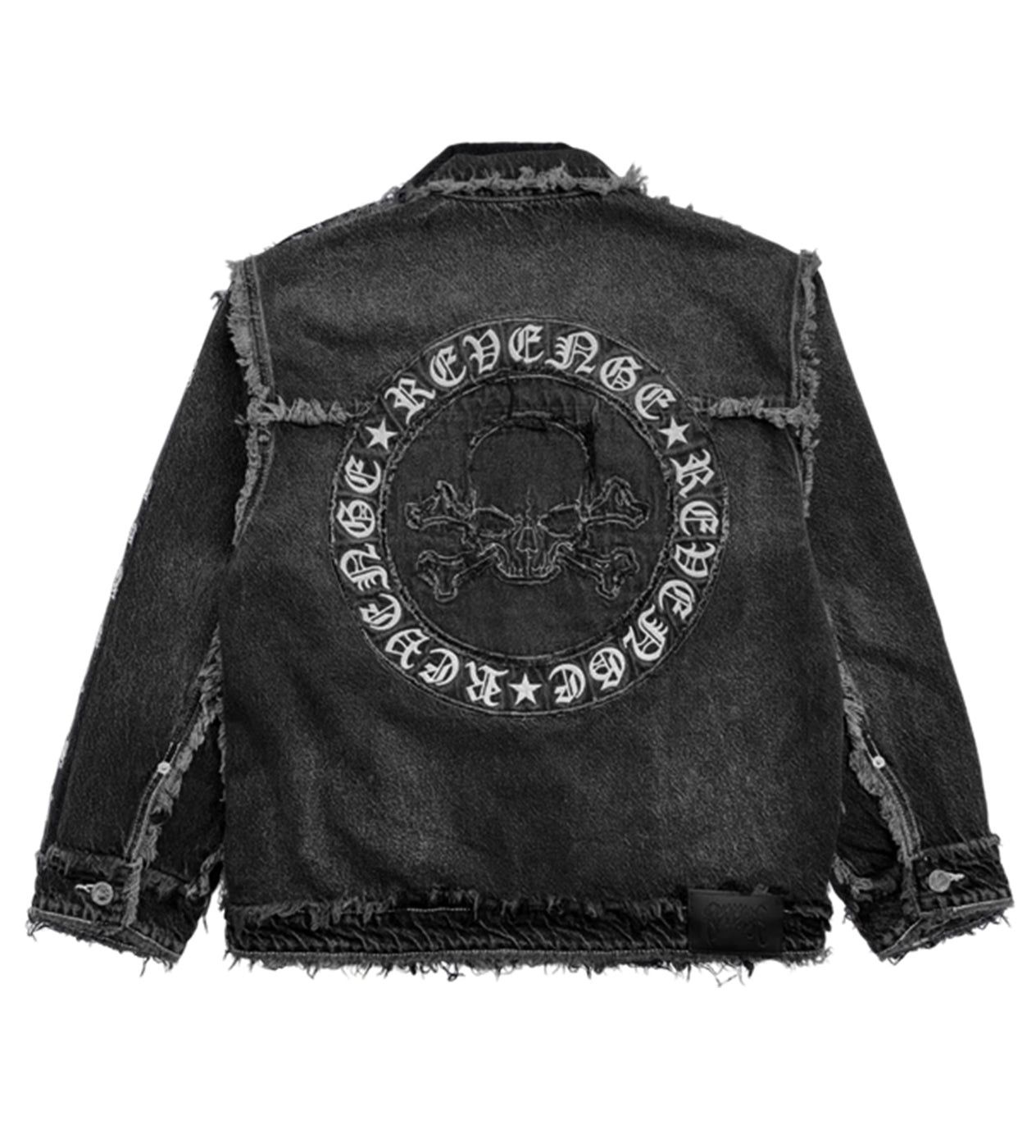 Revenge Frayed Skull Patch Denim Jacket Black Size US S / EU 44-46 / 1 - 2 Thumbnail
