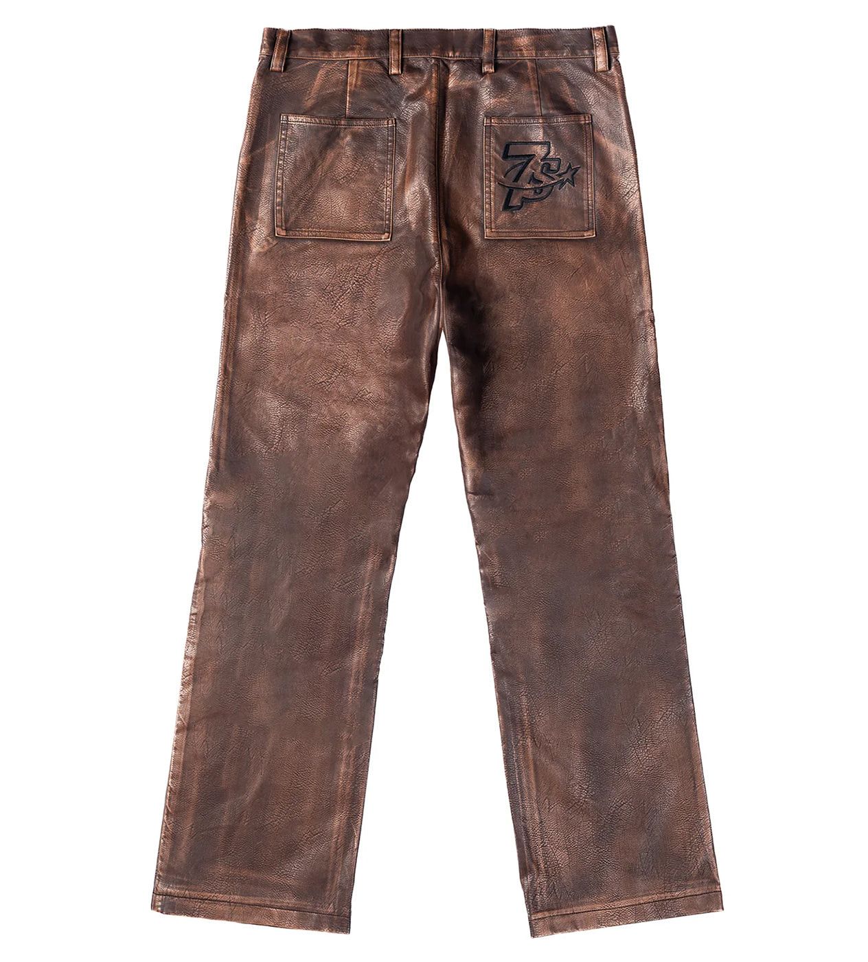TRIPLE SEVENS Logo Leather Pant Brown Size US 36 / EU 52 - 2 Thumbnail