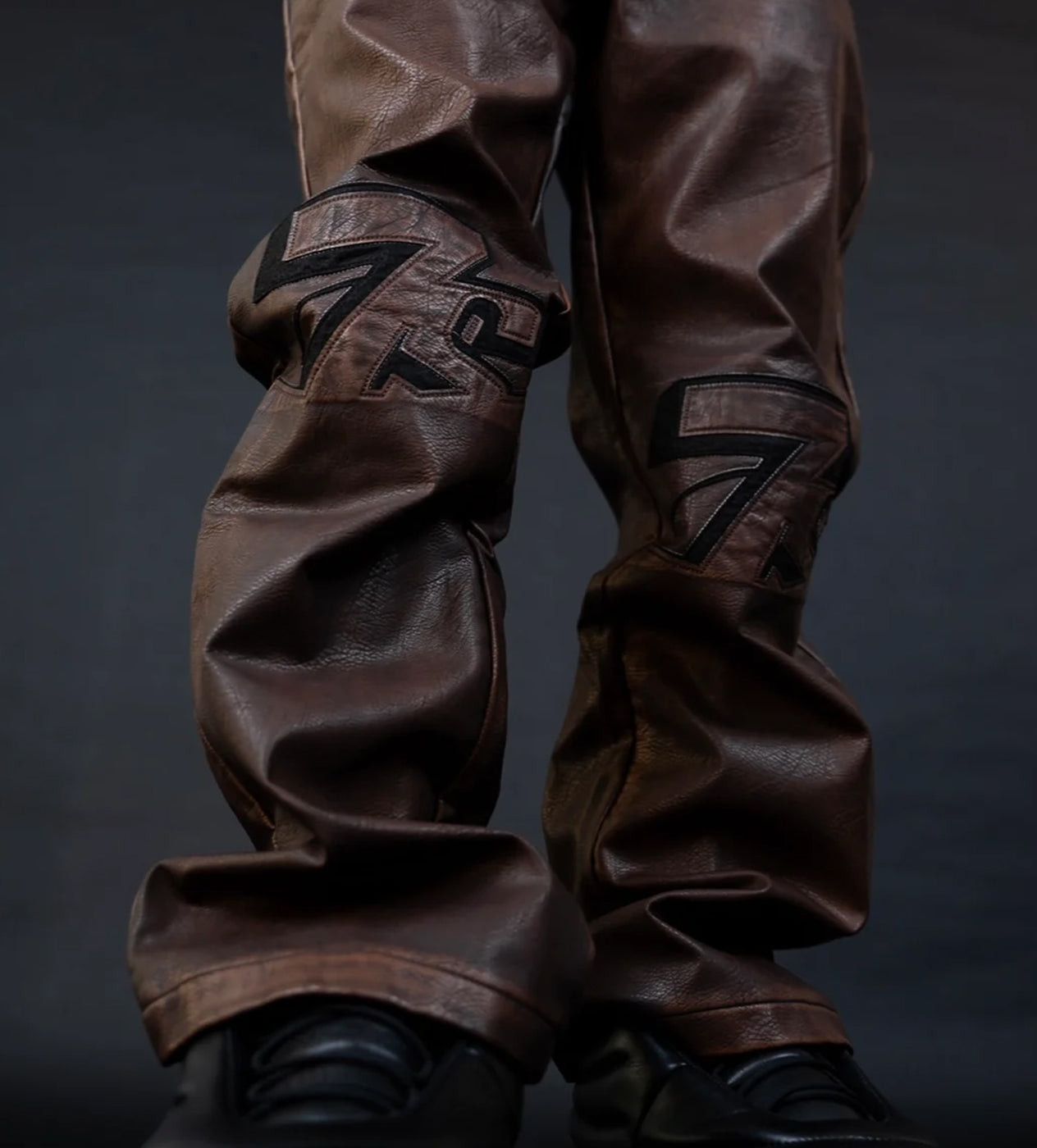 TRIPLE SEVENS Logo Leather Pant Brown Size US 36 / EU 52 - 3 Thumbnail