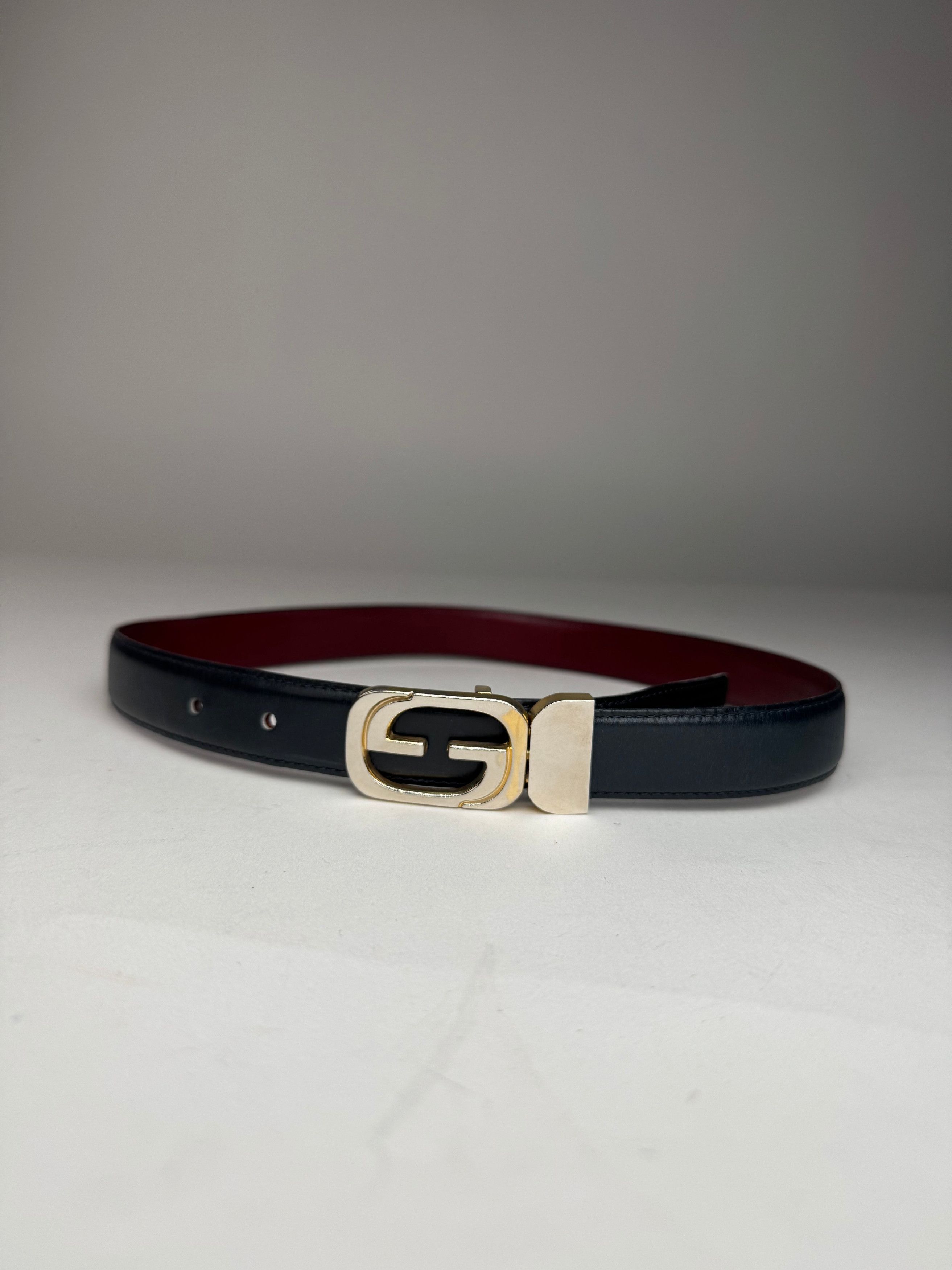 Gucci Vintage Leather Belt Black Purple Size ONE SIZE - 2 Thumbnail