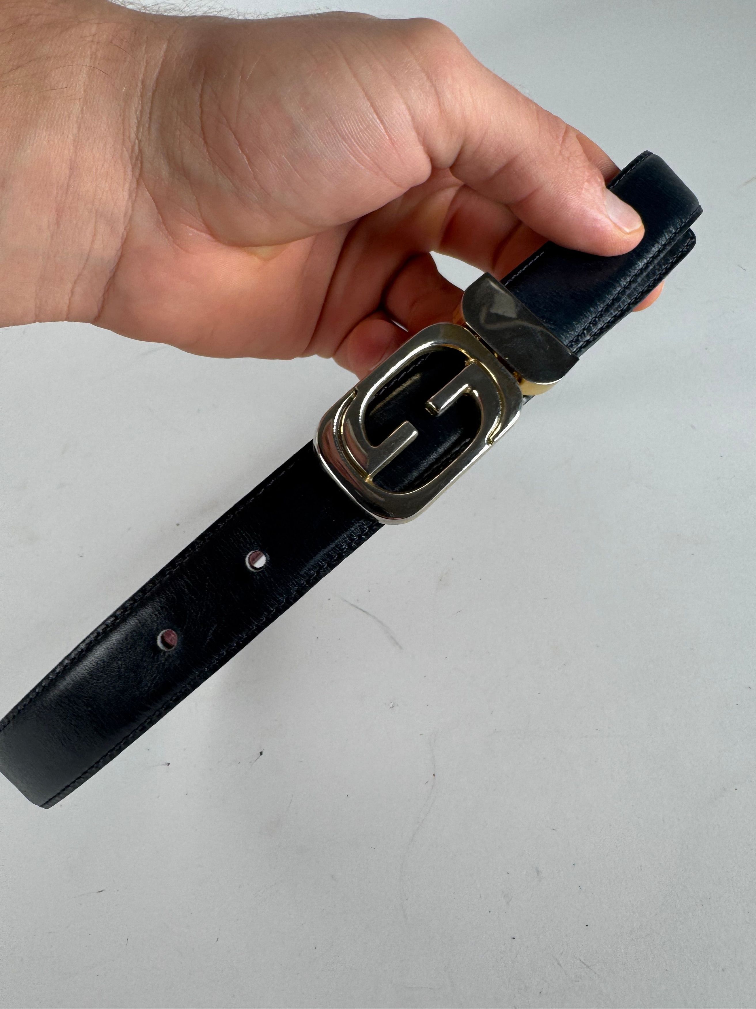 Gucci Vintage Leather Belt Black Purple Size ONE SIZE - 5 Thumbnail