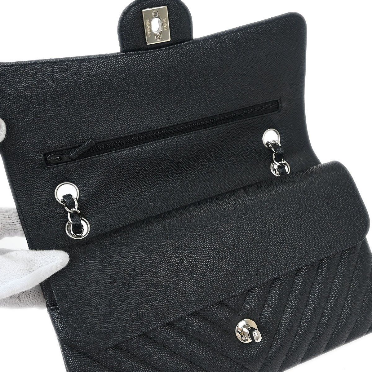 Chanel Chanel Timeless - Classic Double Flap Bag Chevron Caviar Size ONE SIZE - 9 Thumbnail