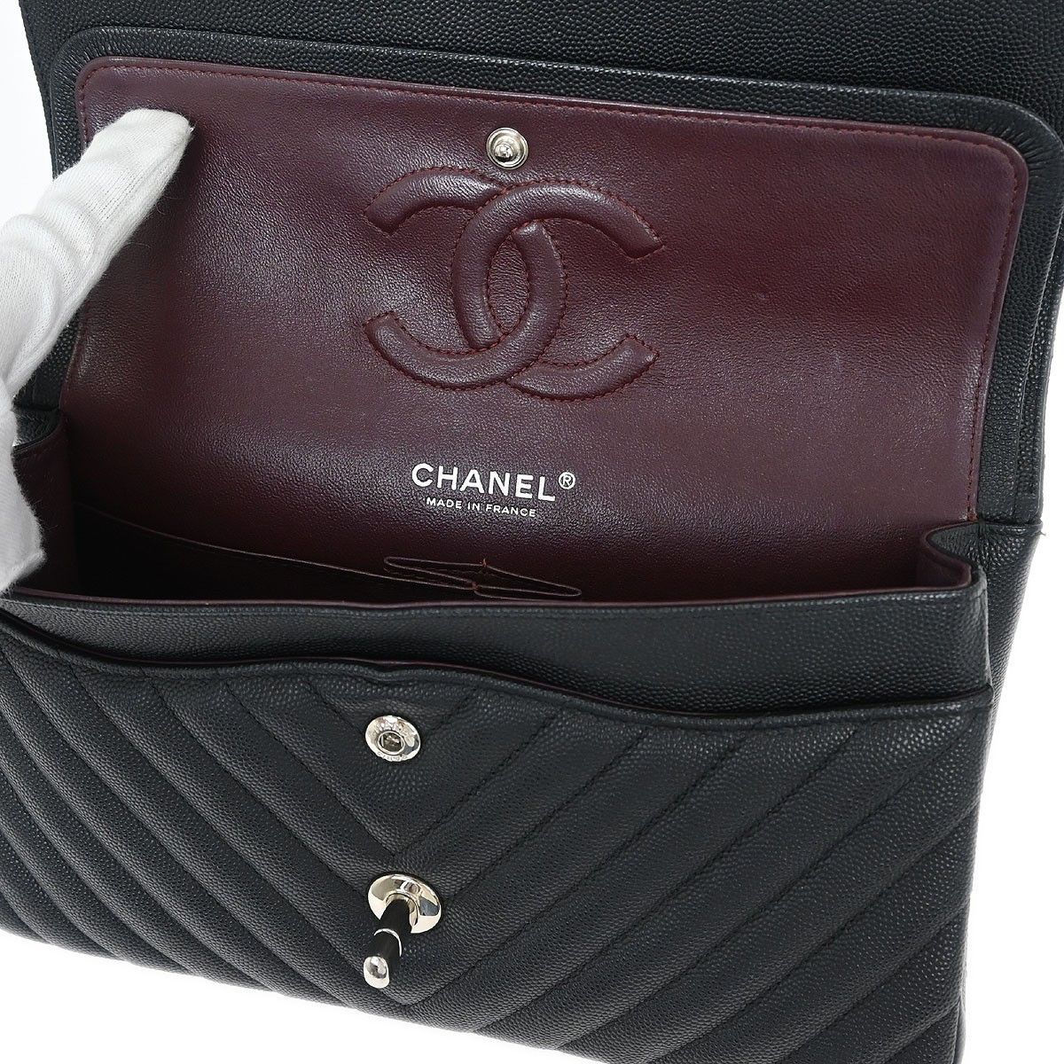 Chanel Chanel Timeless - Classic Double Flap Bag Chevron Caviar Size ONE SIZE - 4 Thumbnail