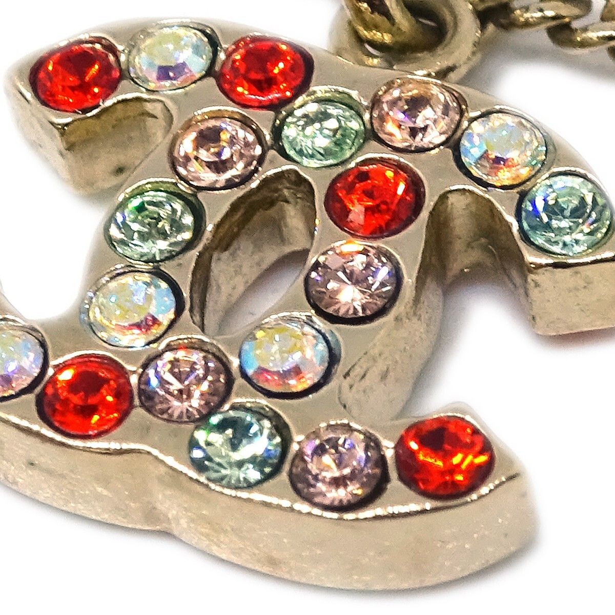 Chanel Chanel Rainbow CC Pendant Necklace Metal and Crystals Size ONE SIZE - 3 Thumbnail