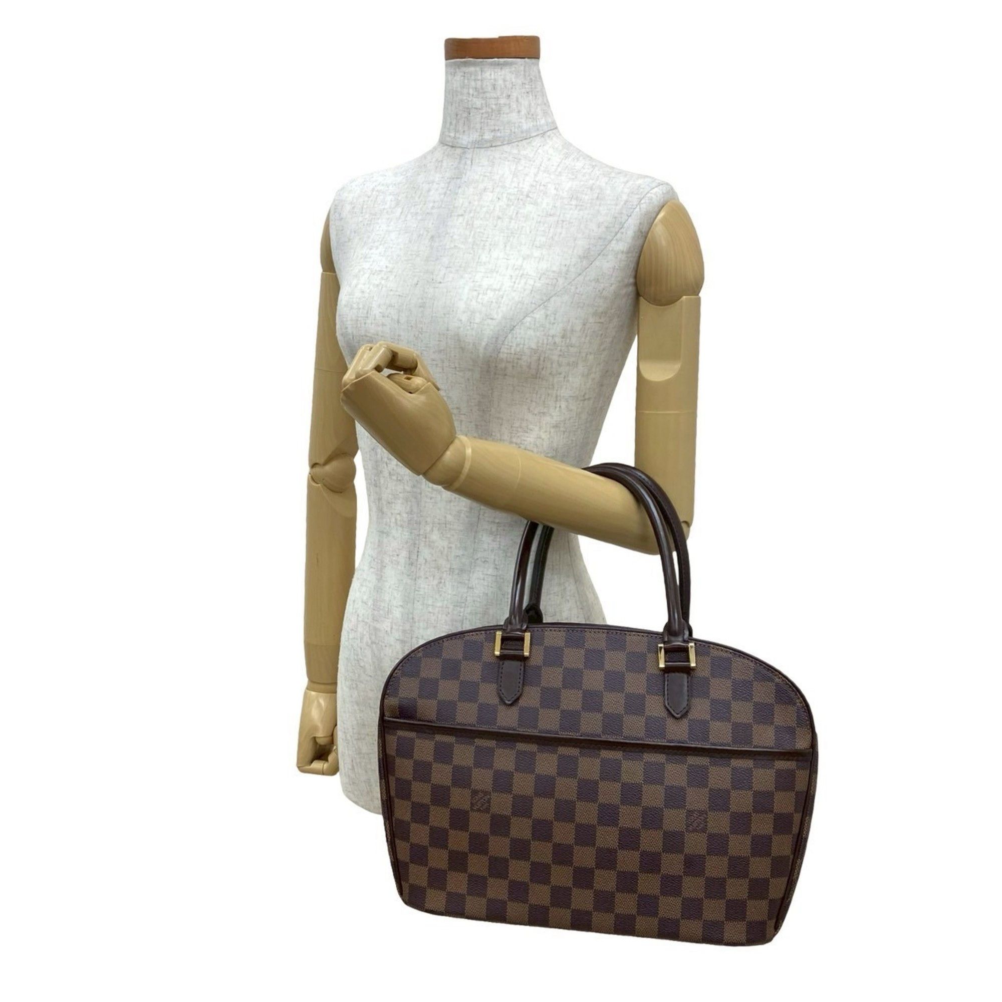 Louis Vuitton LOUIS VUITTON Saria Horizontal Damier Leather Handbag/Mini Boston Bag Brown 2049b Size ONE SIZE - 2 Thumbnail