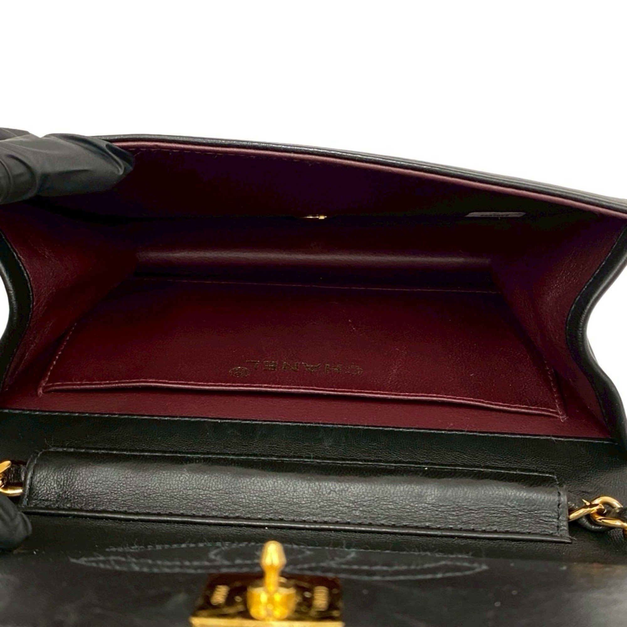 Chanel CHANEL Matelasse Coco Mark Lambskin Chain Shoulder Bag Pochette Black f2023 Size ONE SIZE - 9 Thumbnail