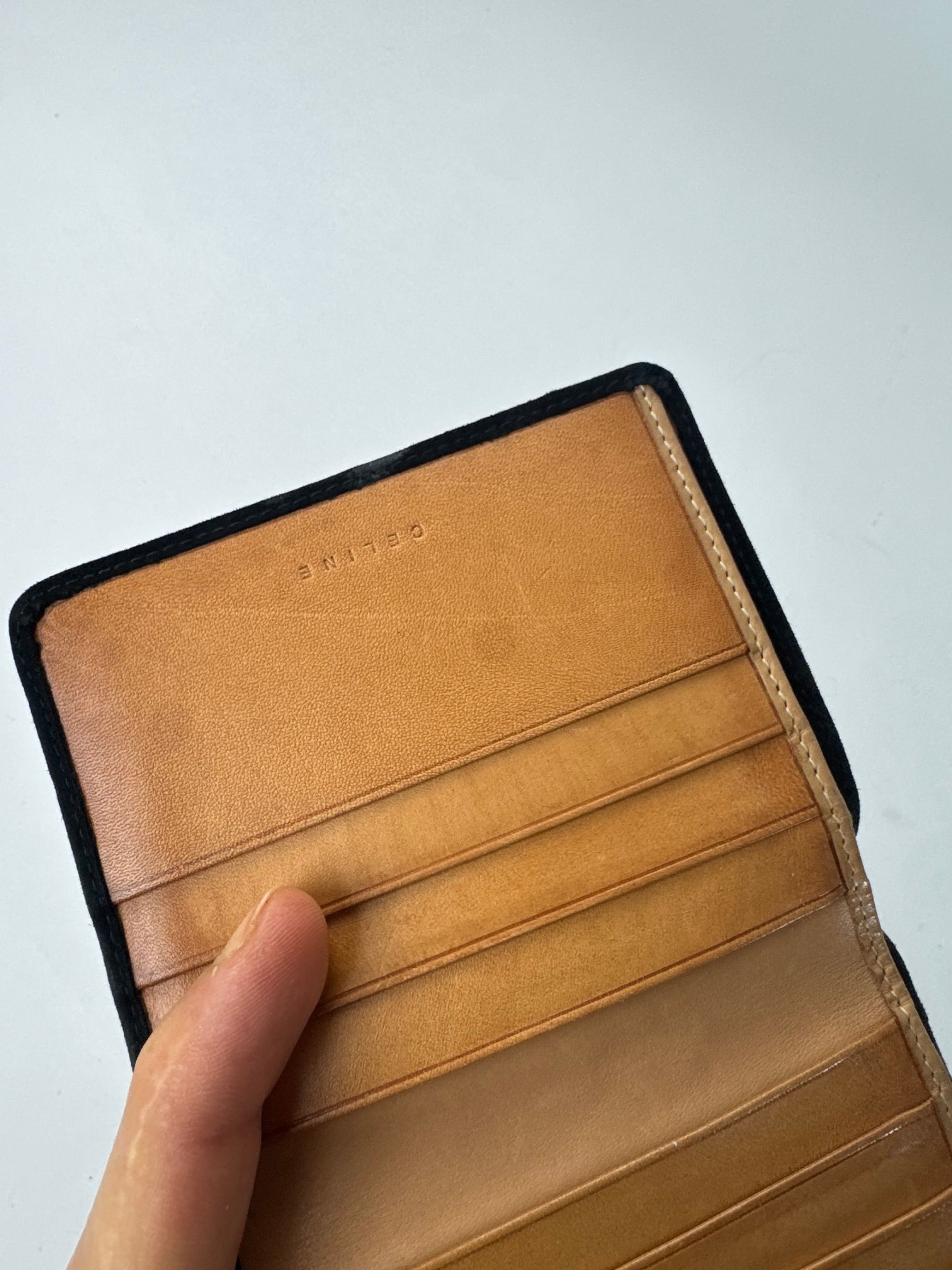 Vintage Monogram Velour Leather Wallet Black