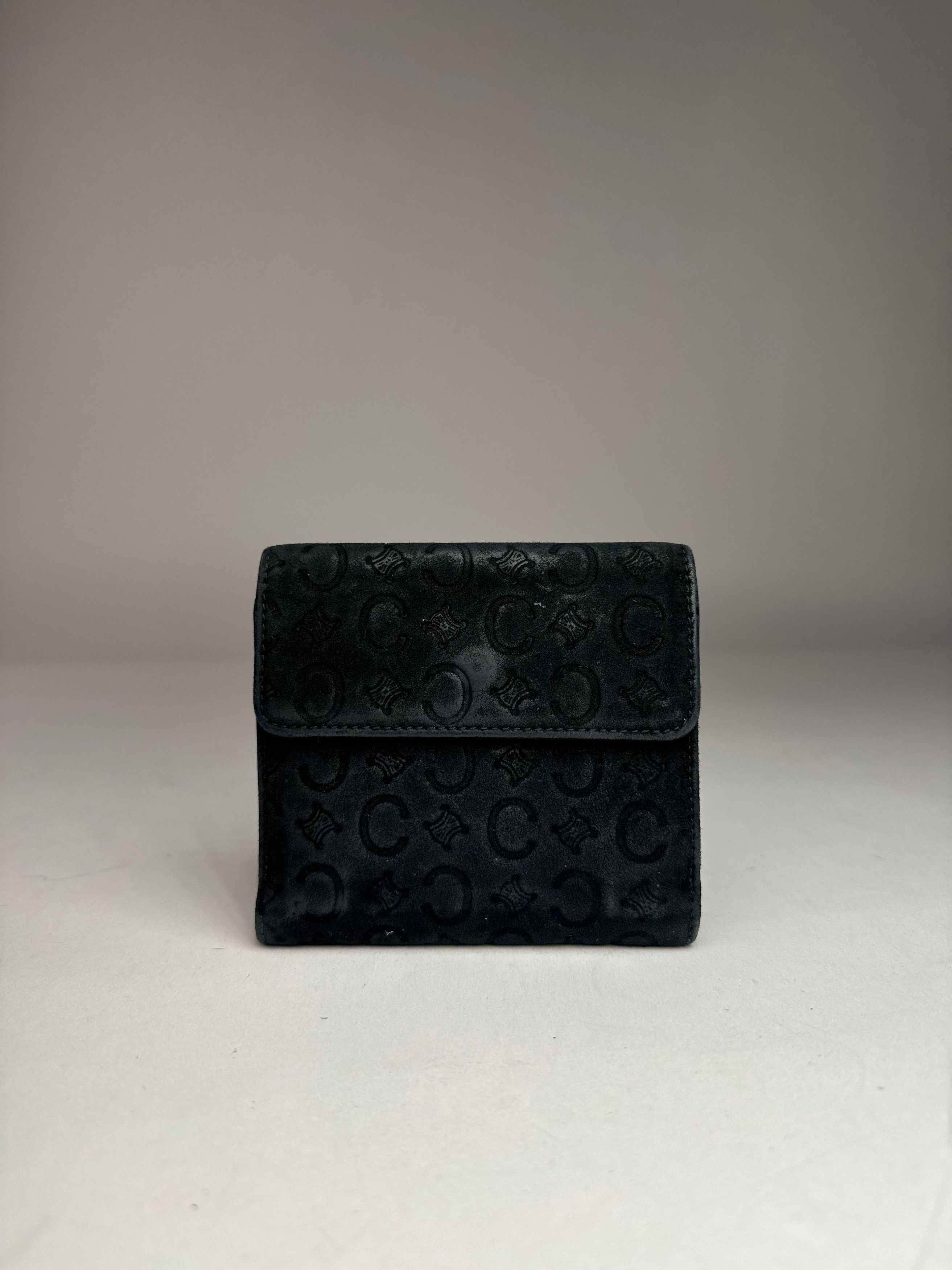 Vintage Monogram Velour Leather Wallet Black