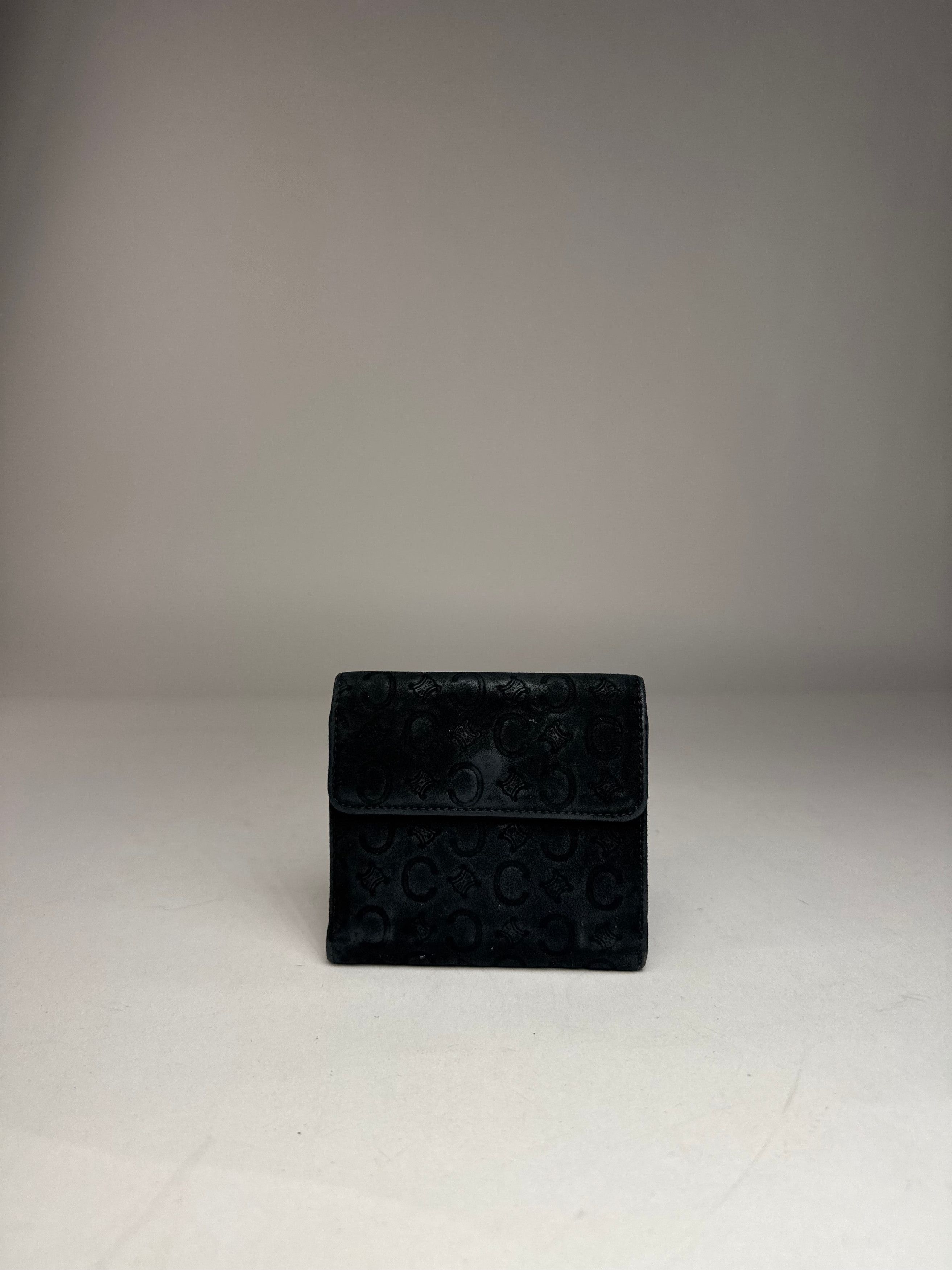 Vintage Monogram Velour Leather Wallet Black