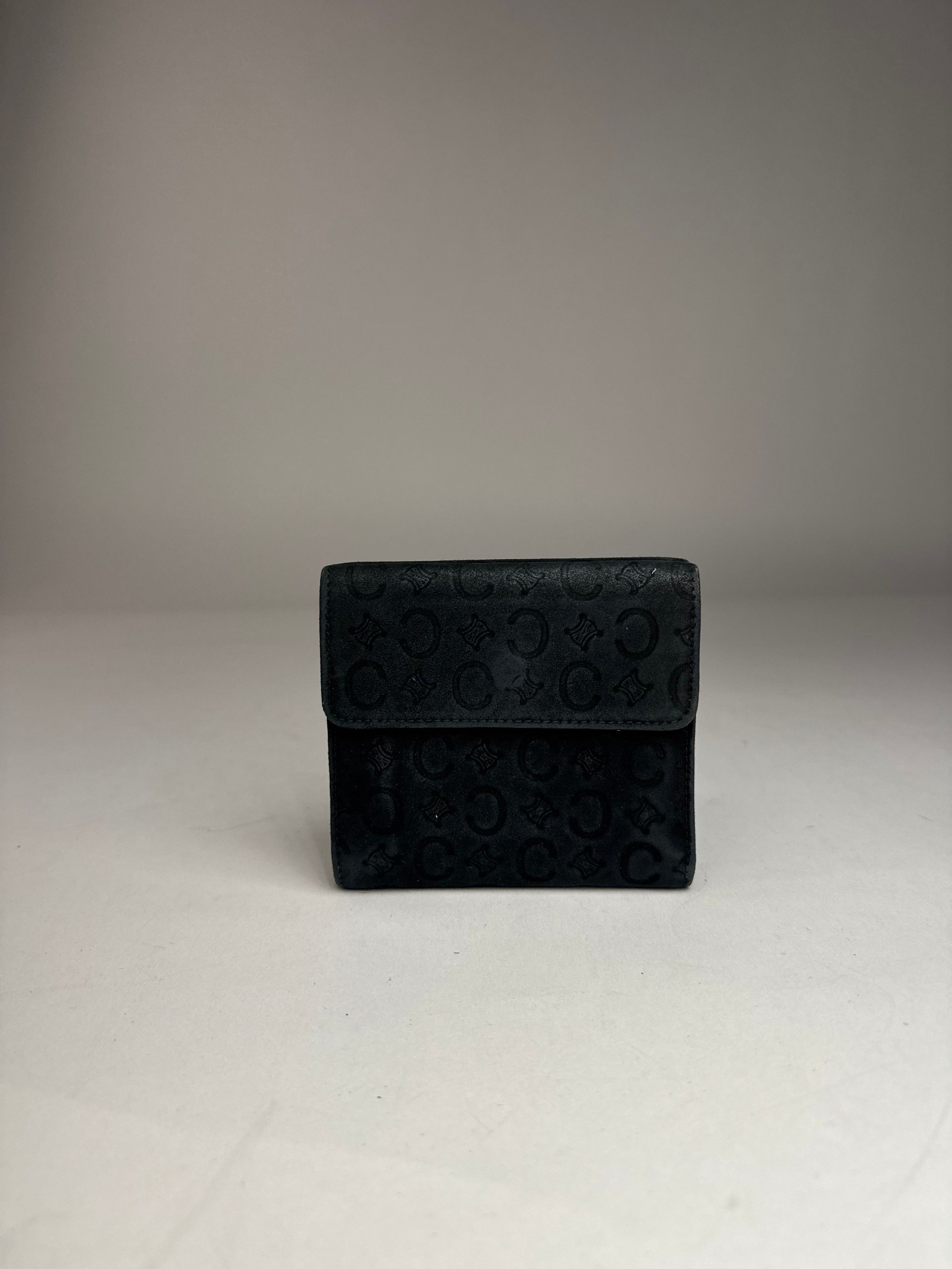 Vintage Monogram Velour Leather Wallet Black