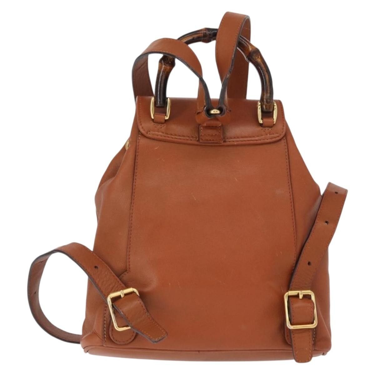 Gucci Gucci Vintage Bamboo Backpack Leather Size ONE SIZE - 2 Thumbnail