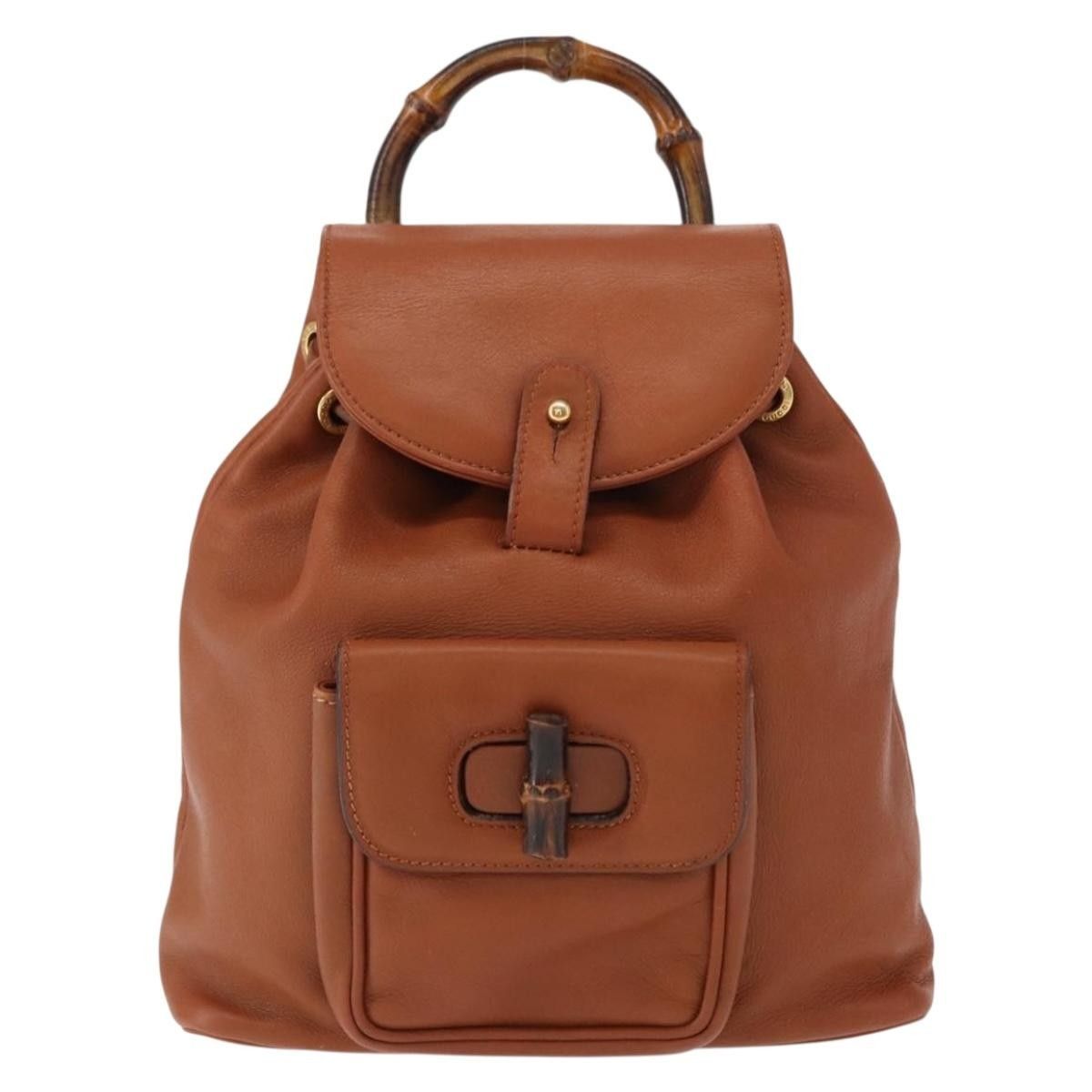 Gucci Gucci Vintage Bamboo Backpack Leather Size ONE SIZE - 17 Thumbnail
