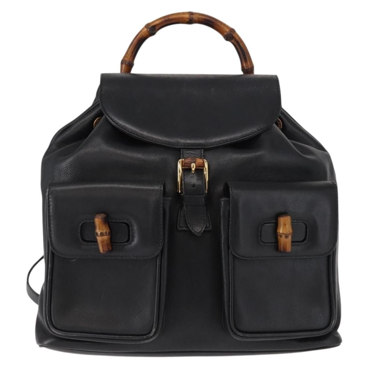 Gucci Gucci Vintage Bamboo Backpack Leather Size ONE SIZE - 18 Thumbnail