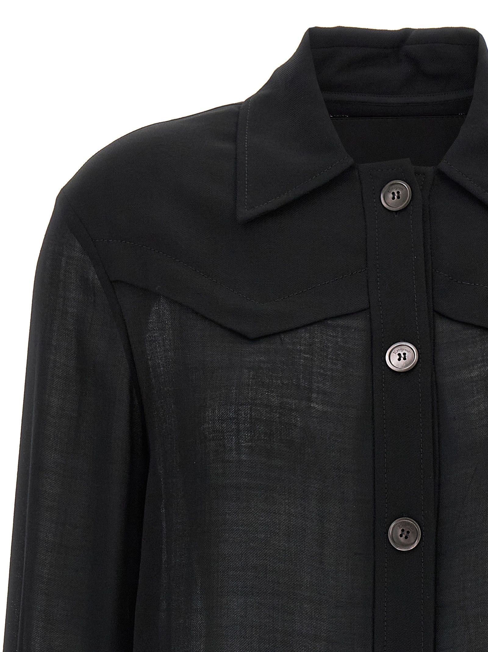 Salvatore Ferragamo Semi-Sheer Wool Jacket Size S / US 4 / IT 40 - 3 Thumbnail