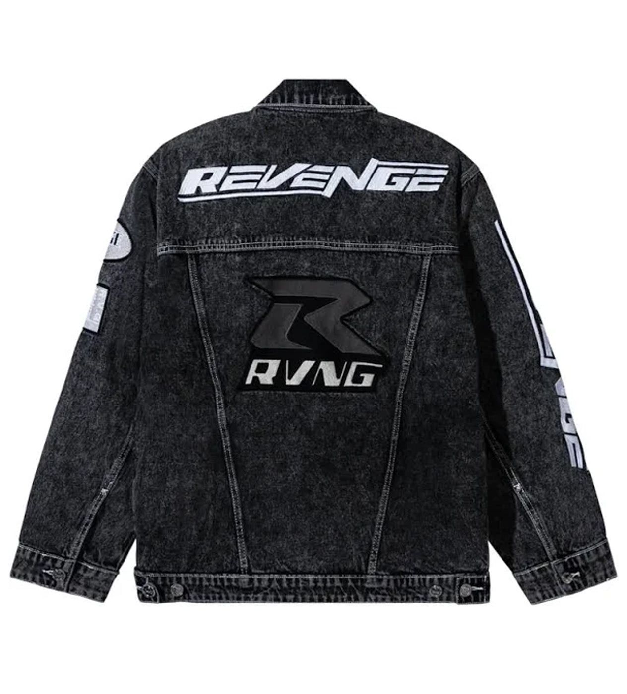 Revenge Moto Patch Denim Jacket Washed Black Size US S / EU 44-46 / 1 - 2 Thumbnail