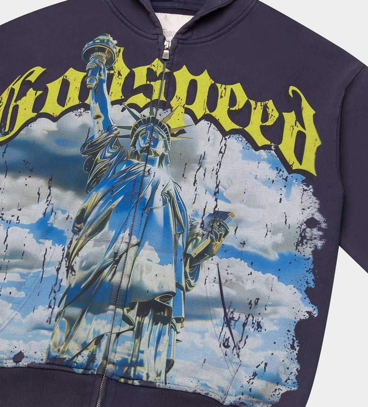 Godspeed Chrome Liberty Zip Up Hoodie Navy Size US XL / EU 56 / 4 - 3 Thumbnail