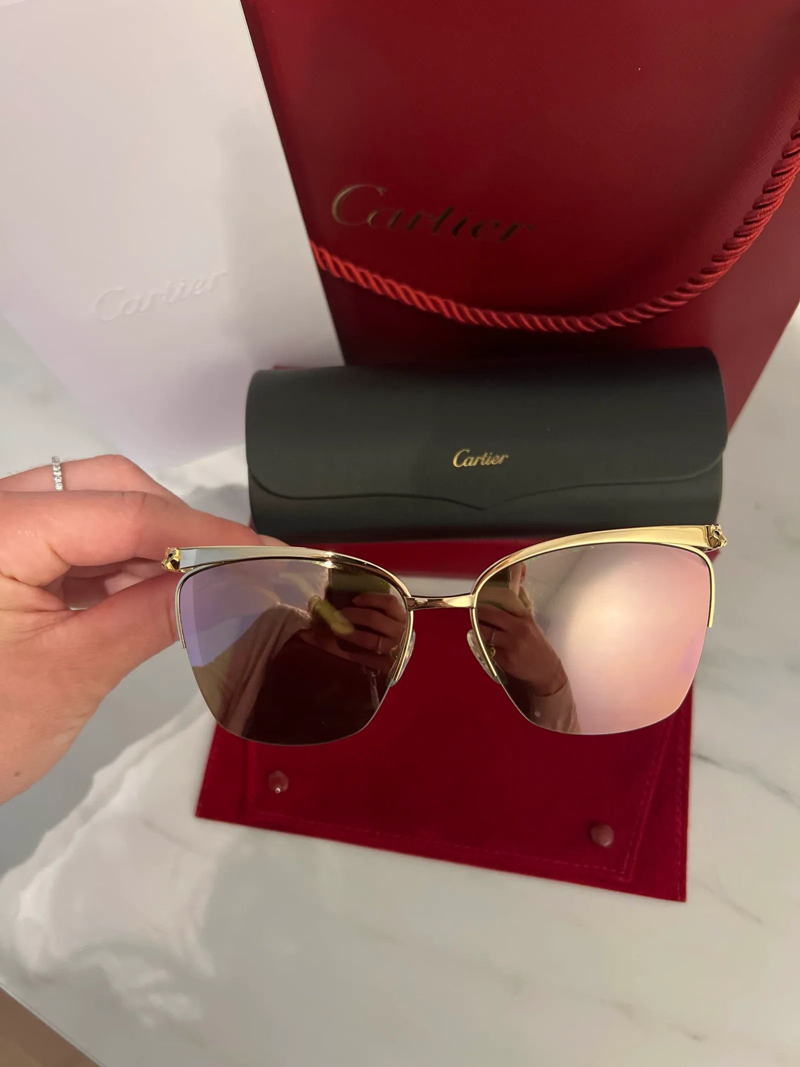 Cartier Cartier Eye pant eyeliner scgf 59x16 pg mirror Sunglasses Size ONE SIZE - 4 Thumbnail
