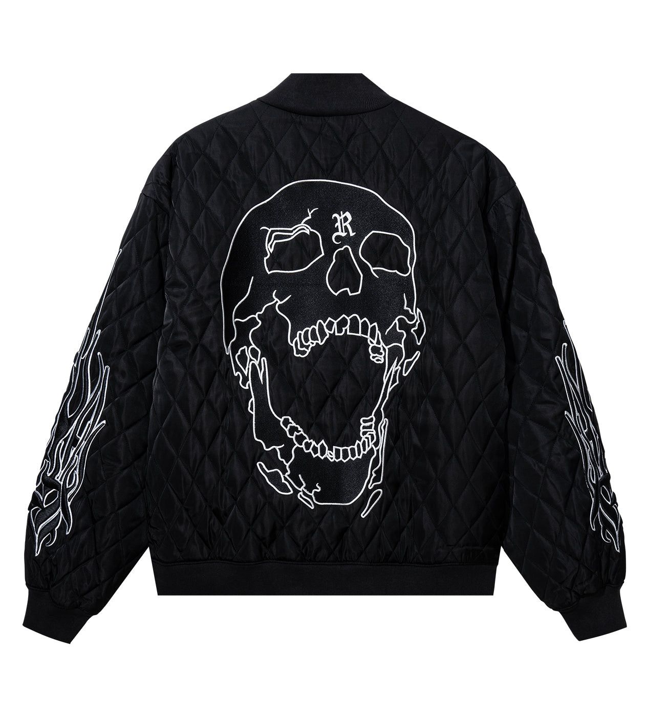 Revenge Skull Logo Quilted Bomber Jacket Black Size US XL / EU 56 / 4 - 2 Thumbnail