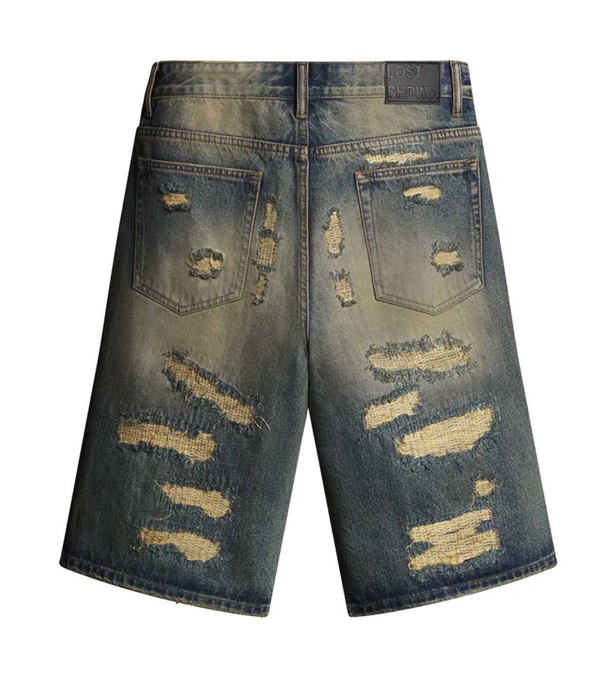 LOSTSHDWS Lost Shdws Distressed Denim Shorts Blue/Bone Size US 28 / EU 44 - 2 Thumbnail