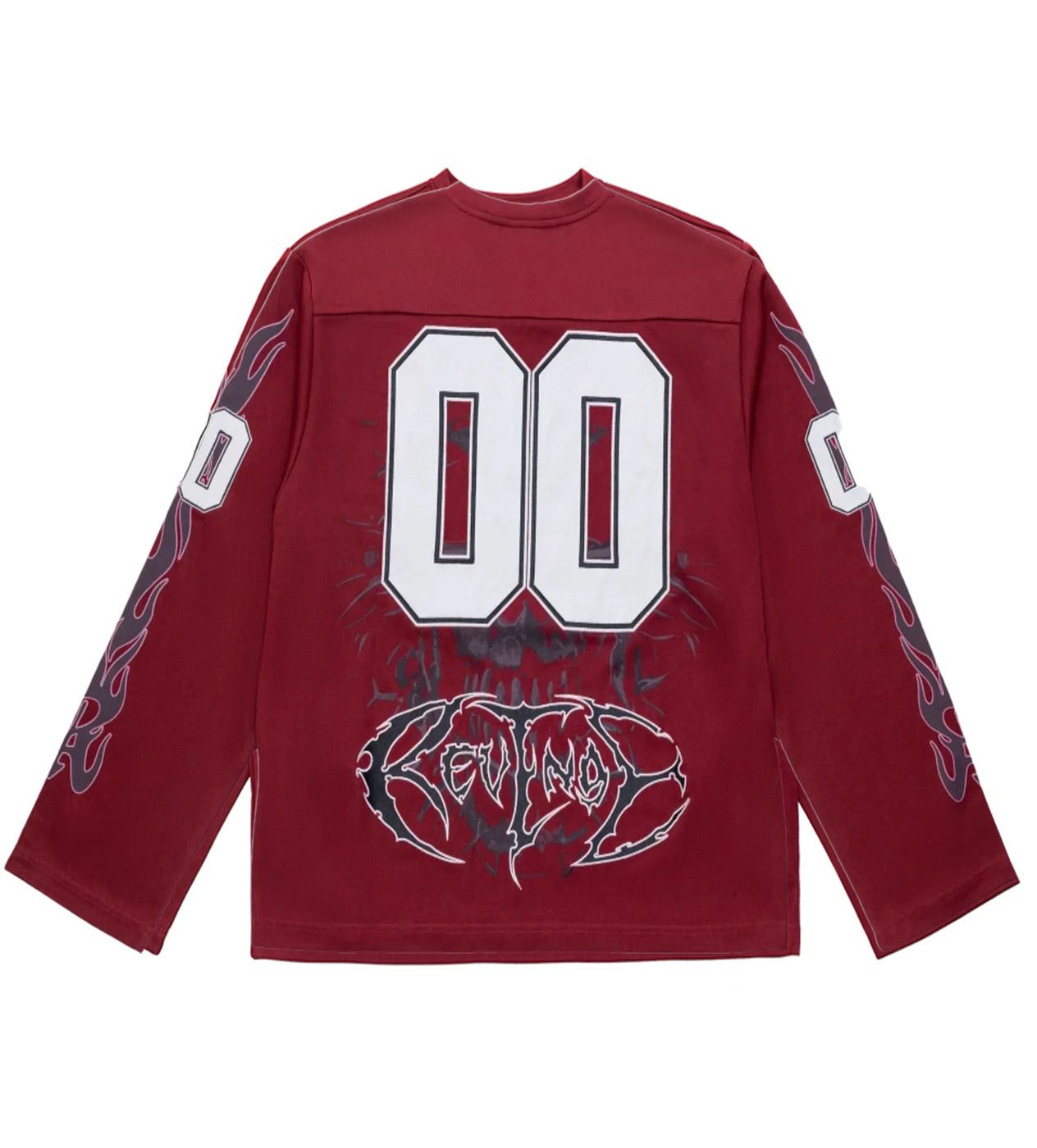 Revenge Skull Flame Hockey Jersey Burgundy Size US XL / EU 56 / 4 - 2 Thumbnail