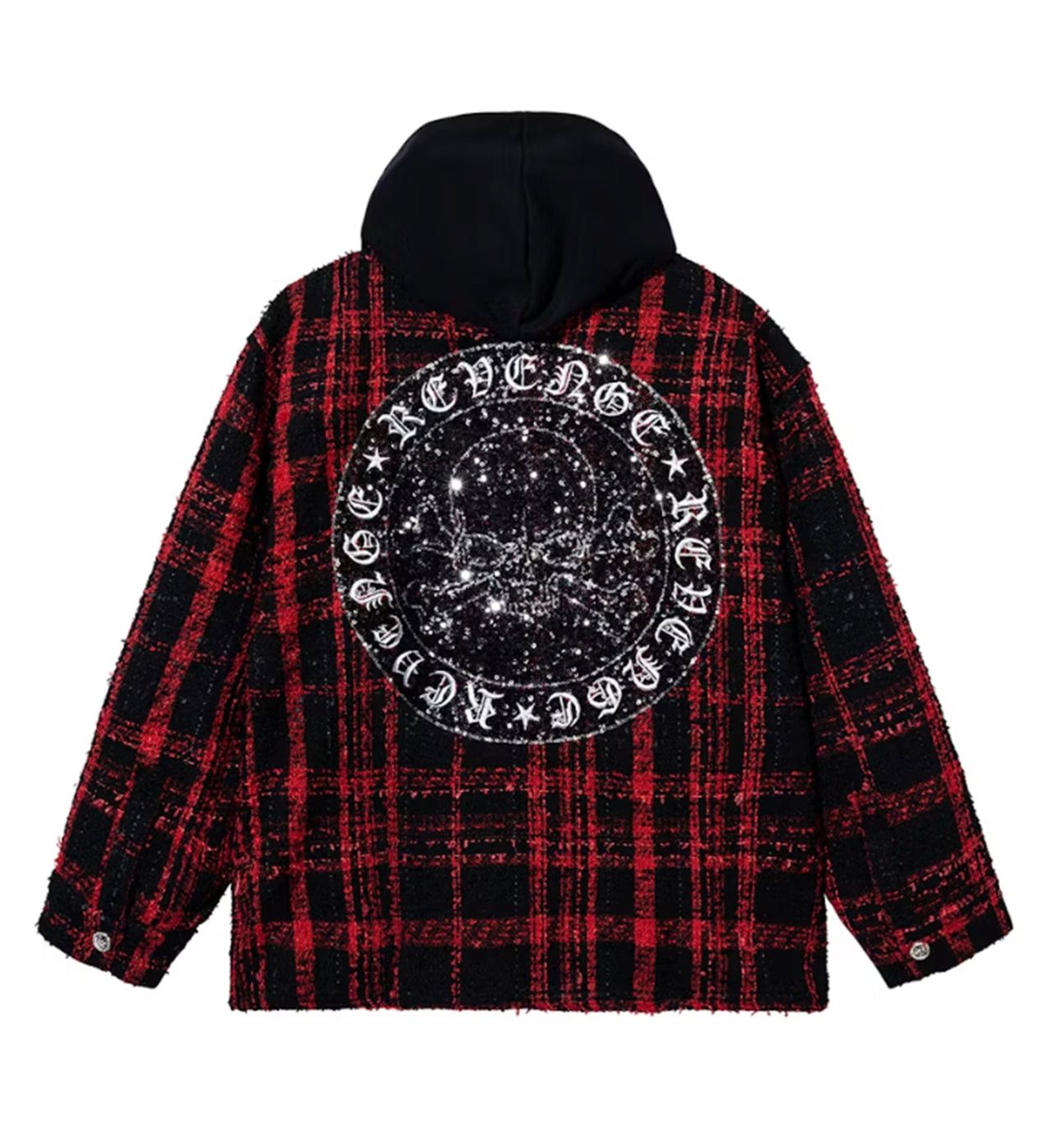 Revenge Skull Patch Hooded Flannel Red/Black Size US L / EU 52-54 / 3 - 2 Thumbnail
