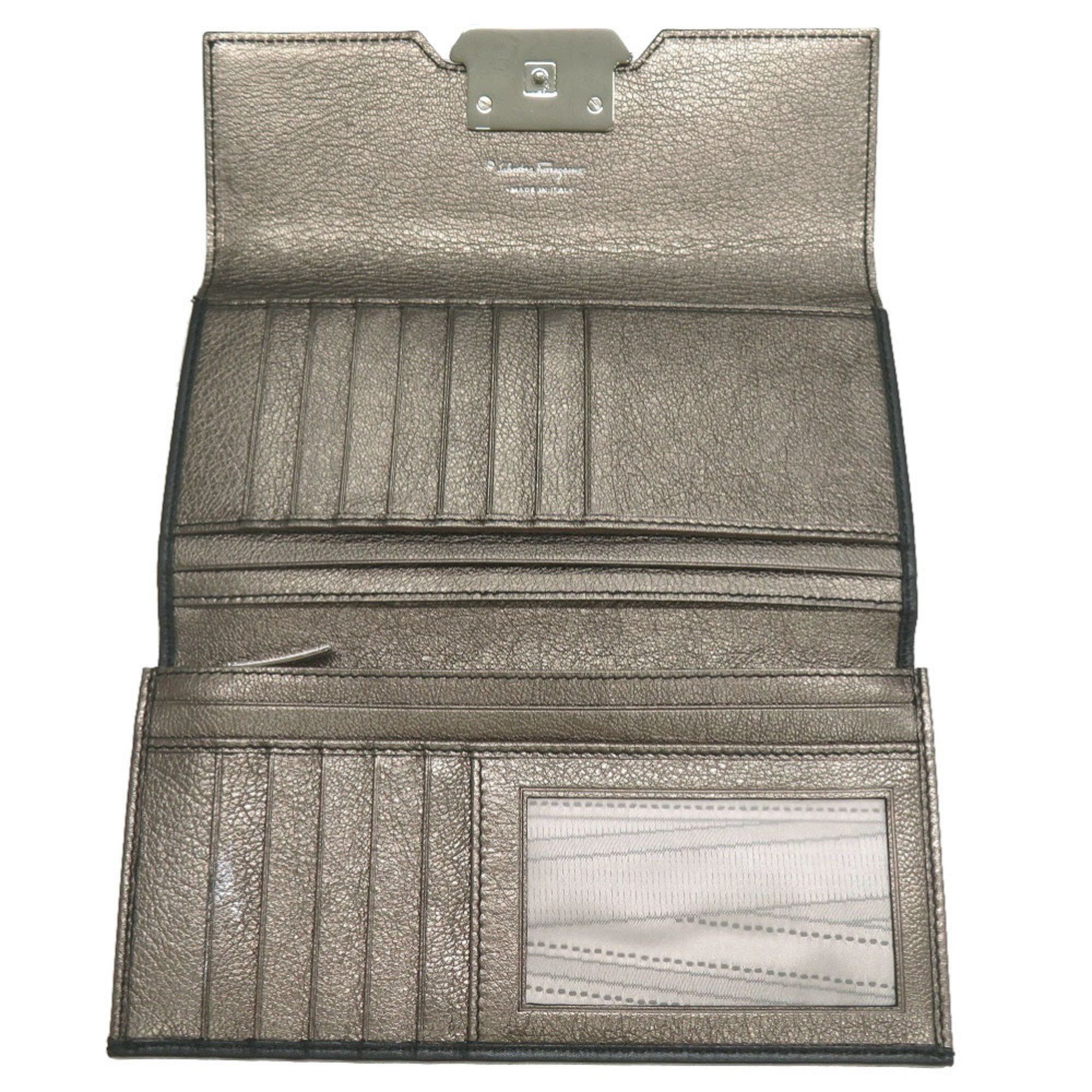Salvatore Ferragamo Like new Salvatore Ferragamo black leather long wallet/trifold wallet 1059 Size ONE SIZE - 5 Thumbnail