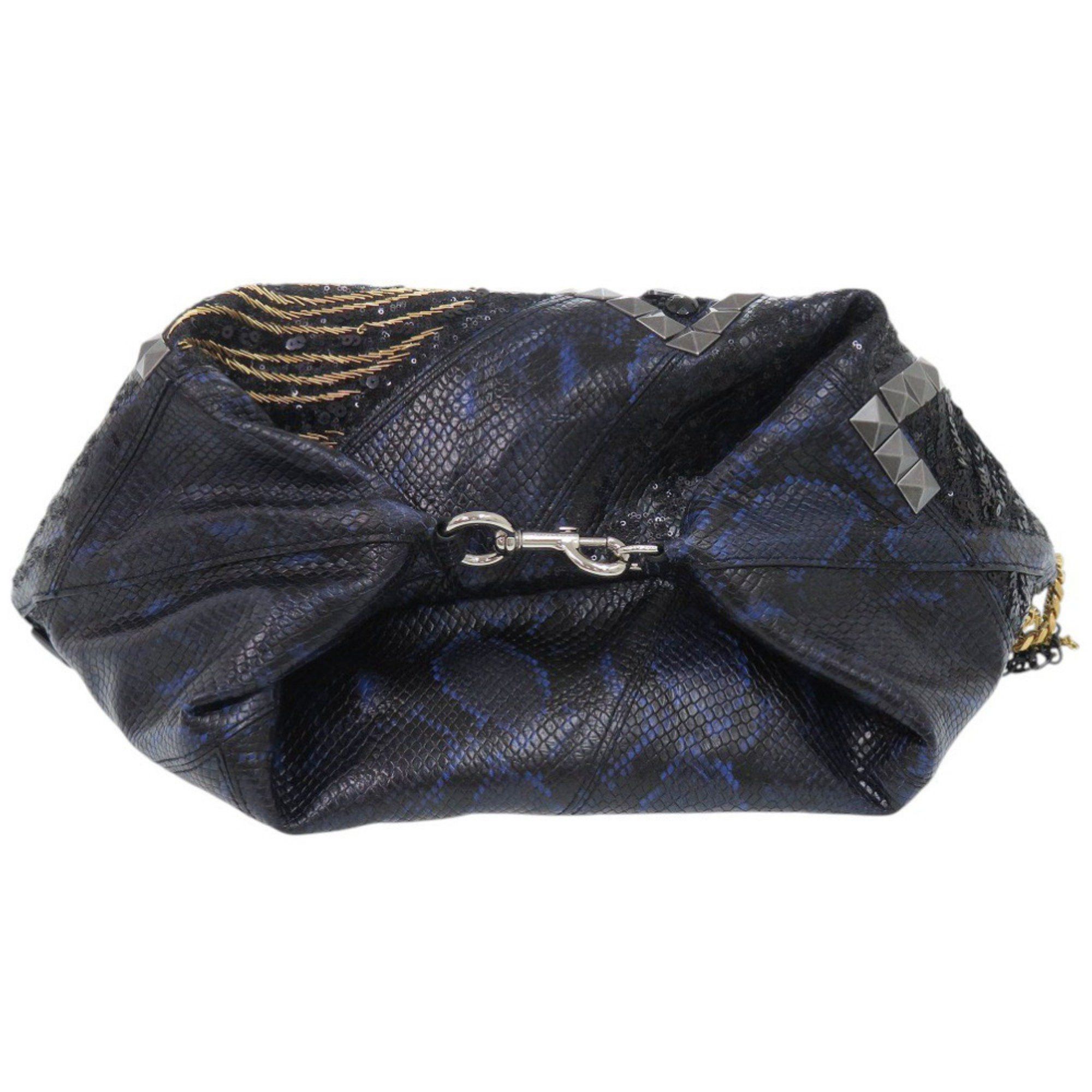 Marc Jacobs Marc Jacobs Blue Tote Bag with Pouch, Chain, Studs, and Embossed Leather, 0621 MARC JACOBS Size ONE SIZE - 4 Thumbnail