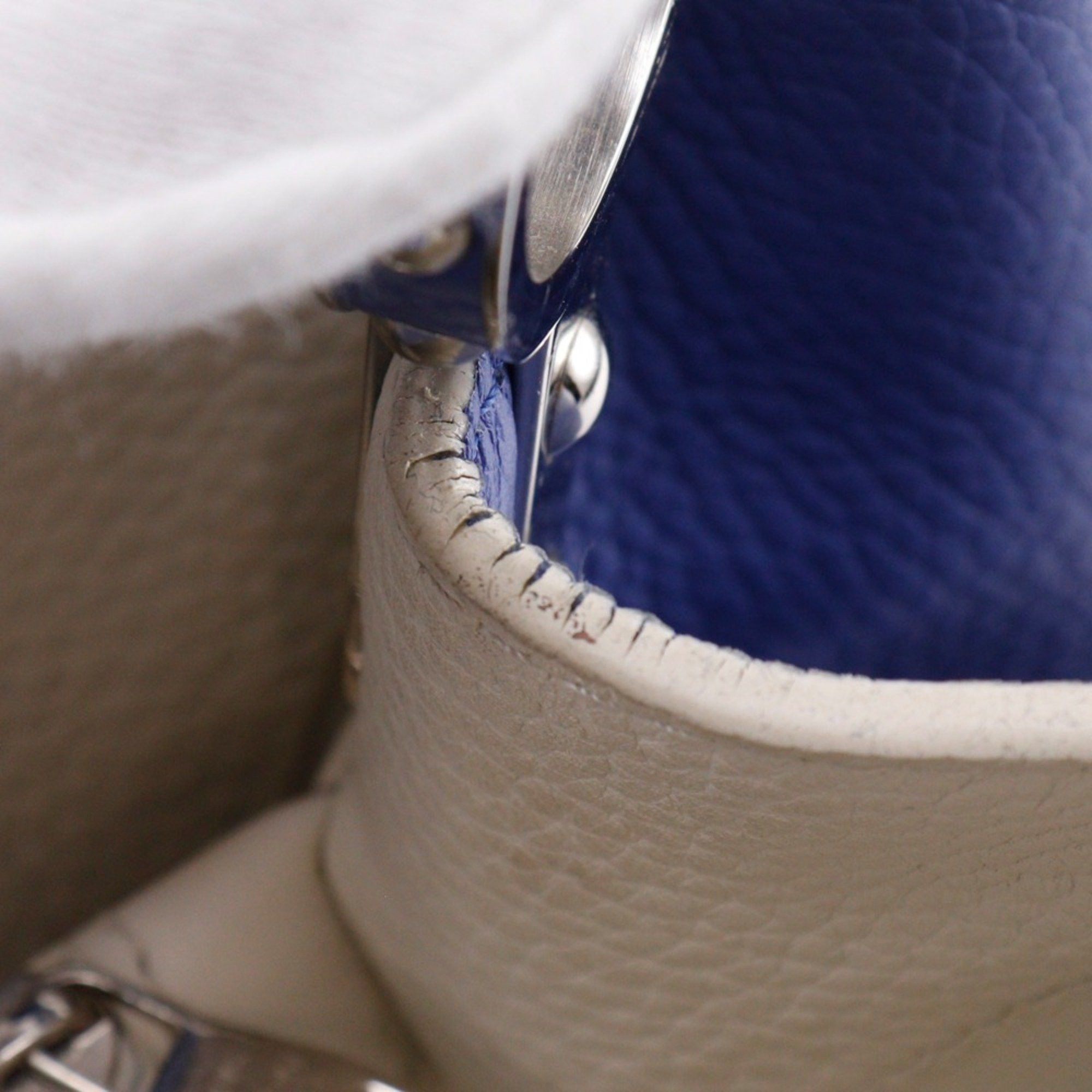 Louis Vuitton Louis Vuitton Capucines MM Handbag, Parnassus x Taurillon Leather, Made in France, 2015, Blue/White, AH5105, A5, Flap, CAPCSINE MM, Women's Size ONE SIZE - 10 Thumbnail