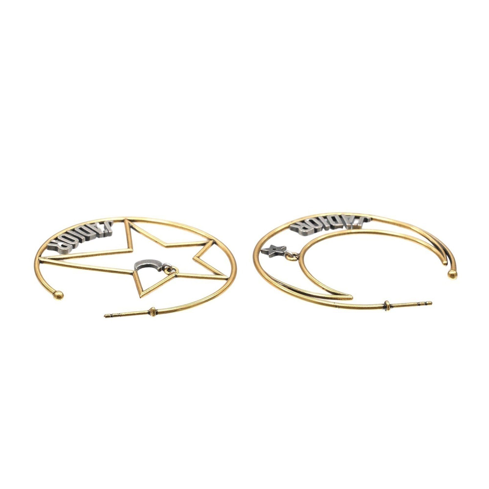 Dior Christian Dior Dior J'ADIOR Moon & Star Hoop Earrings, Gold Plated, Approx. 7.5g, J'Adore, Size ONE SIZE - 4 Thumbnail