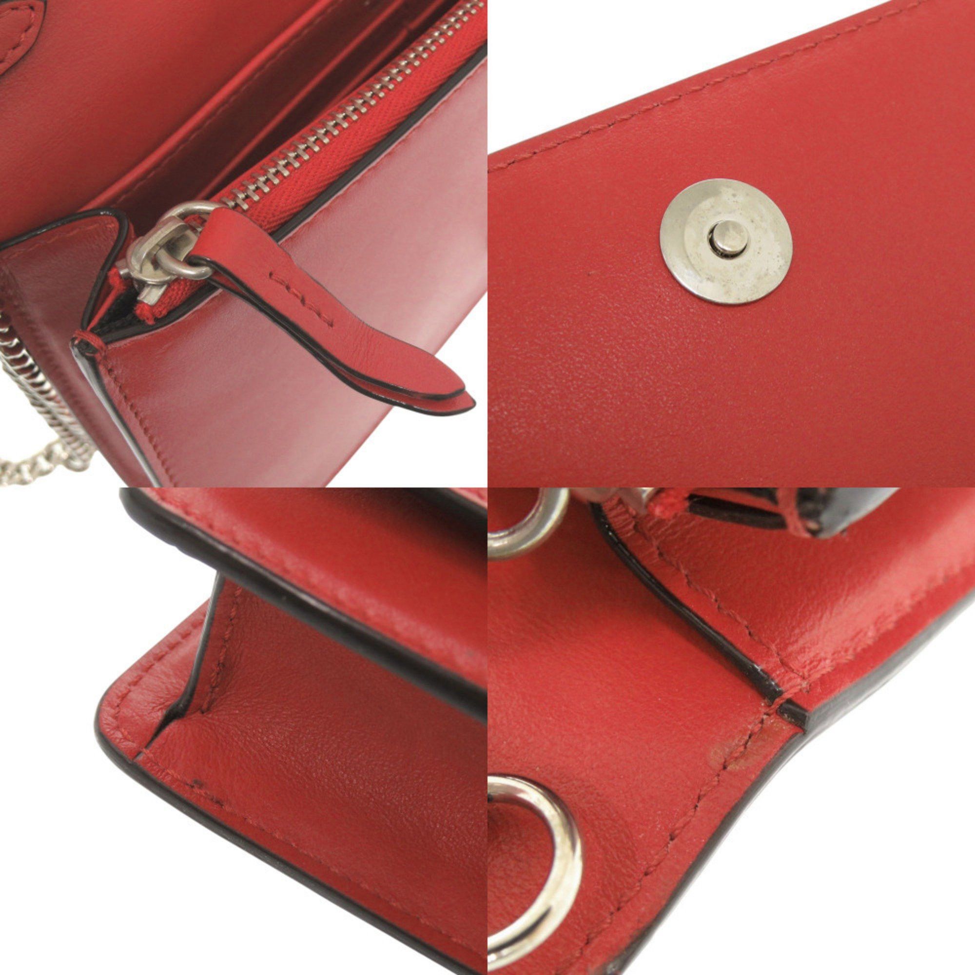 Jimmy Choo Jimmy Choo Varenne Studded Leather Red Chain Wallet Shoulder Bag (Red) 0812 JIMMY CHOO Size ONE SIZE - 9 Thumbnail