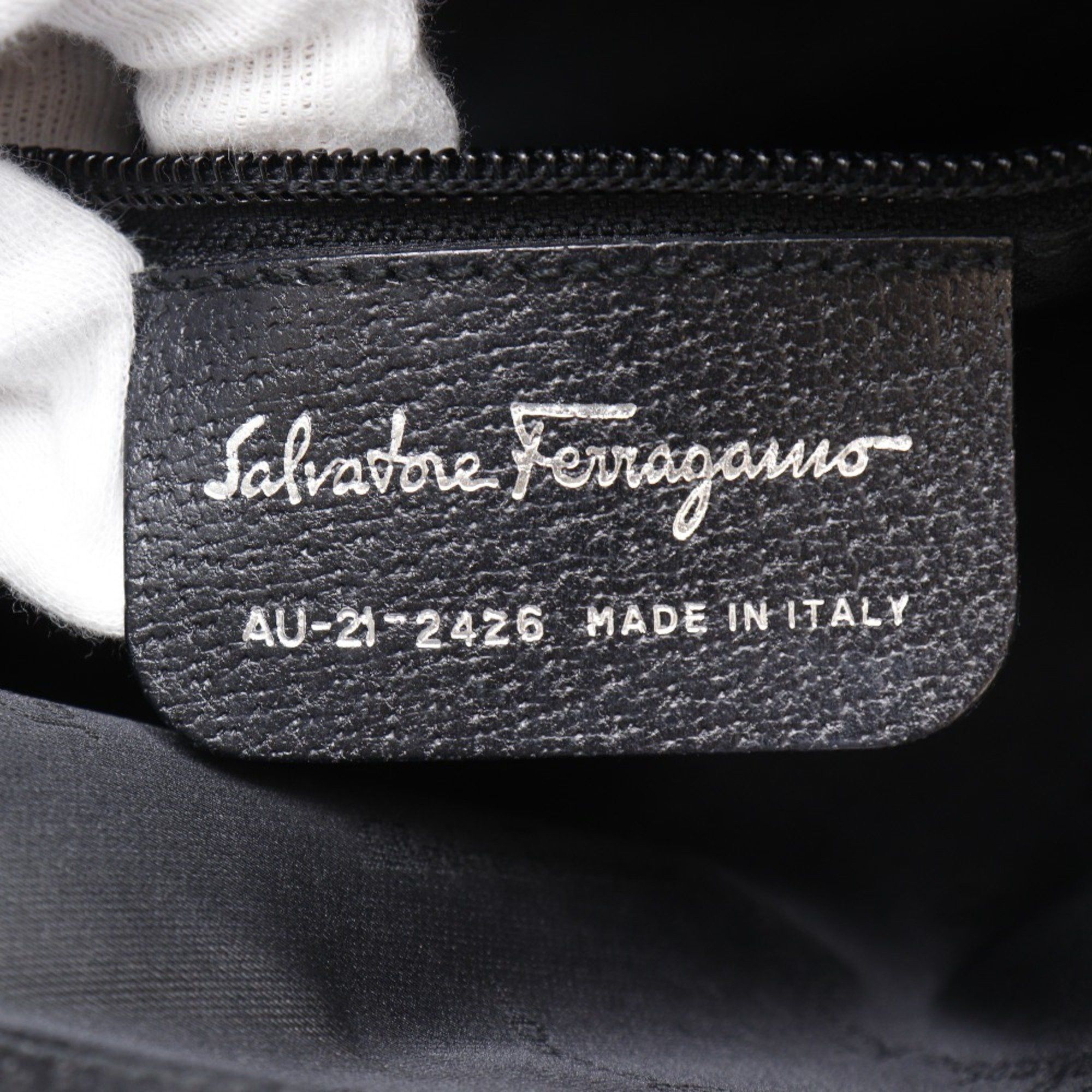 Salvatore Ferragamo Salvatore Ferragamo Gancini Shoulder Bag AU-21-2426, Black Nylon Canvas, A5 Size, Magnetic closure, Women's Size ONE SIZE - 13 Thumbnail