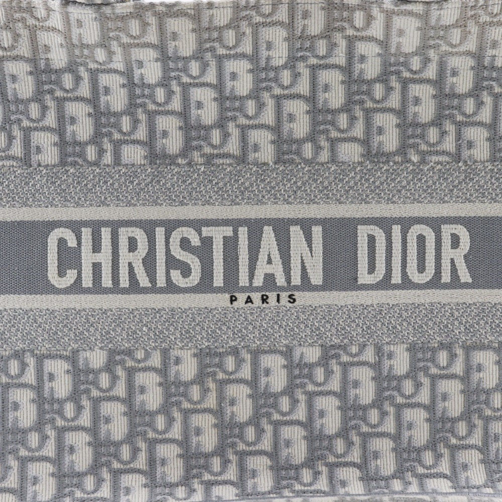 Dior Christian Dior Book Tote Medium Bag, Oblique Embroidery, Cotton, Made in Italy, Light Gray, A4 Size, Open, Women's Size ONE SIZE - 16 Thumbnail