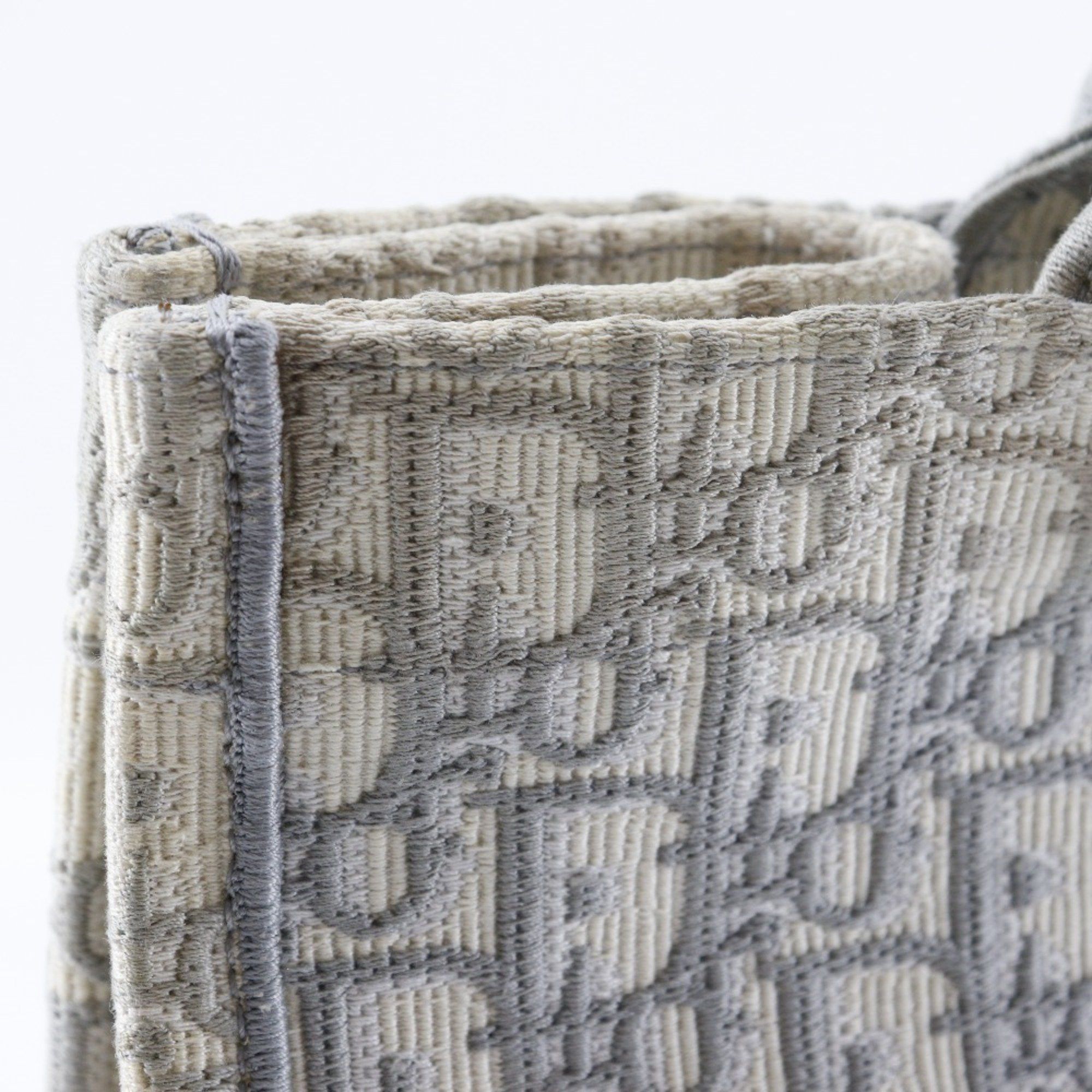 Dior Christian Dior Book Tote Medium Bag, Oblique Embroidery, Cotton, Made in Italy, Light Gray, A4 Size, Open, Women's Size ONE SIZE - 15 Thumbnail