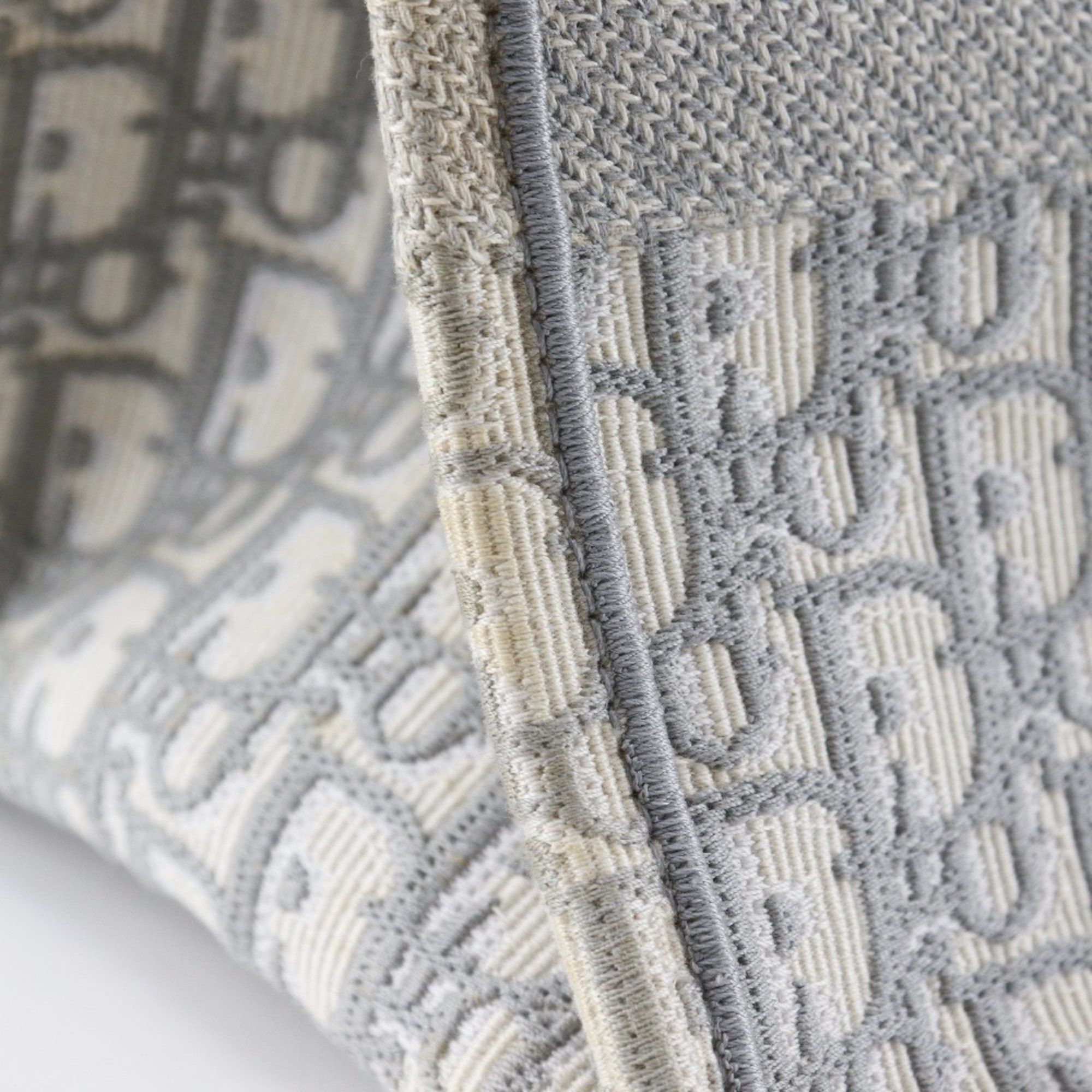 Dior Christian Dior Book Tote Medium Bag, Oblique Embroidery, Cotton, Made in Italy, Light Gray, A4 Size, Open, Women's Size ONE SIZE - 12 Thumbnail