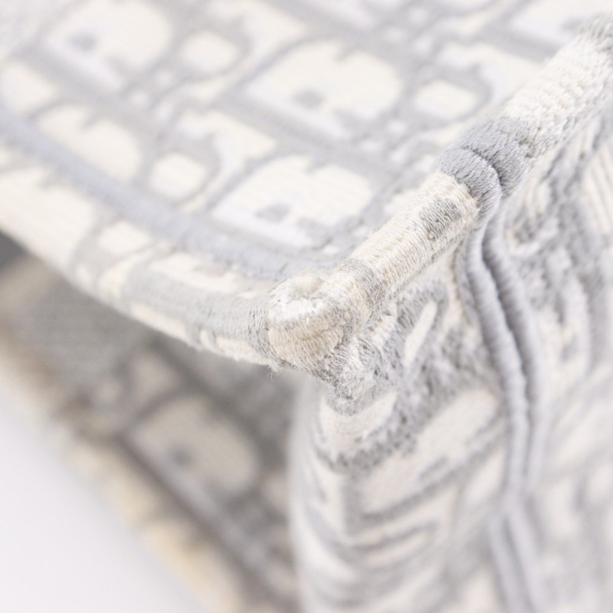 Dior Christian Dior Book Tote Medium Bag, Oblique Embroidery, Cotton, Made in Italy, Light Gray, A4 Size, Open, Women's Size ONE SIZE - 6 Thumbnail