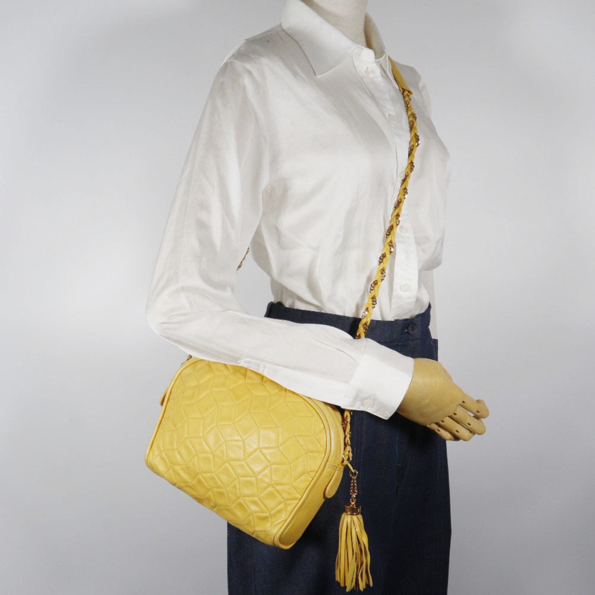 Bally Bally Women's Quilted Leather Chain Shoulder Bag with Yellow Zipper Size ONE SIZE - 20 Thumbnail
