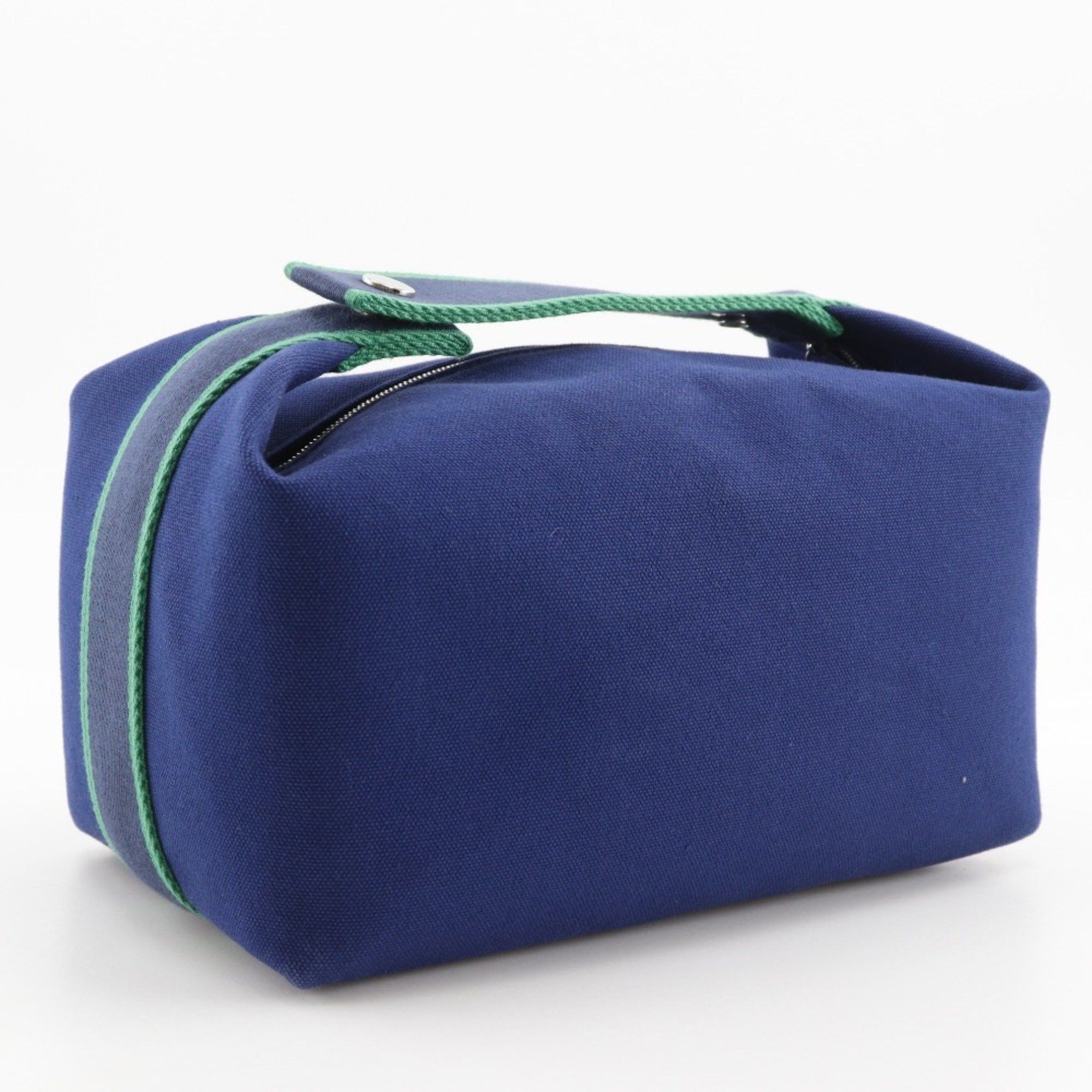 Hermes Hermes Hermès BRIDE A BLACK GM handbag in bluemarine and green canvas with zipper. Unisex. Size ONE SIZE - 3 Thumbnail