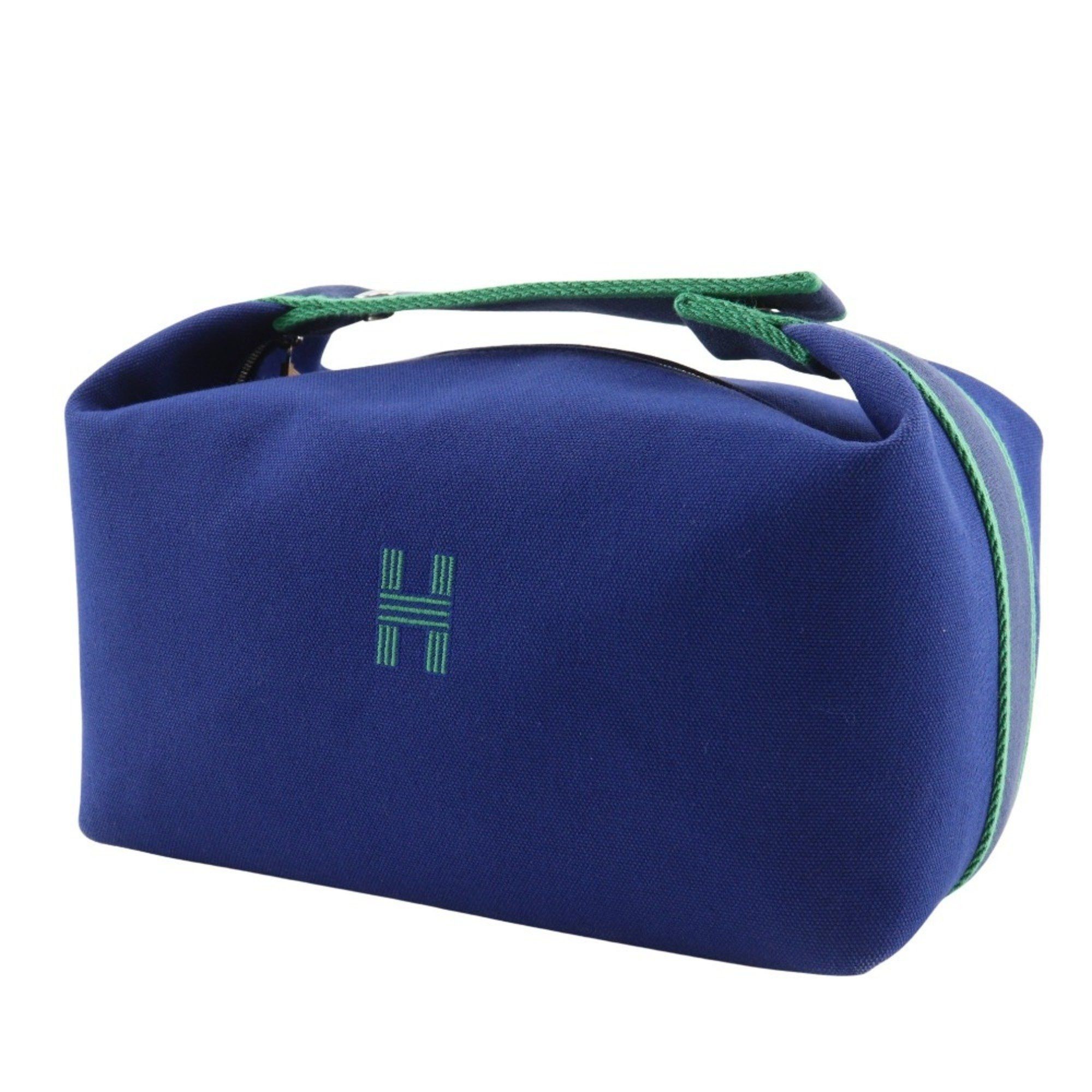 Hermes Hermes Hermès BRIDE A BLACK GM handbag in bluemarine and green canvas with zipper. Unisex. Size ONE SIZE - 2 Thumbnail