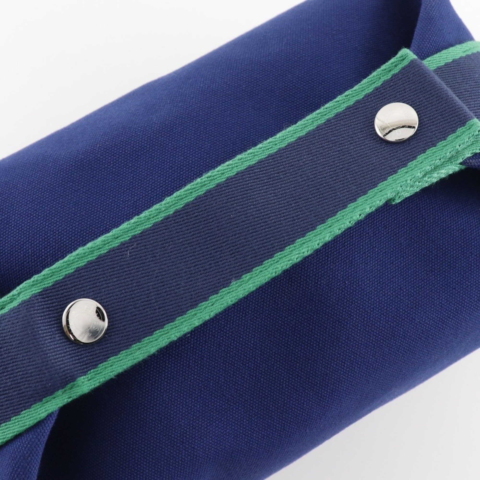 Hermes Hermes Hermès BRIDE A BLACK GM handbag in bluemarine and green canvas with zipper. Unisex. Size ONE SIZE - 8 Thumbnail