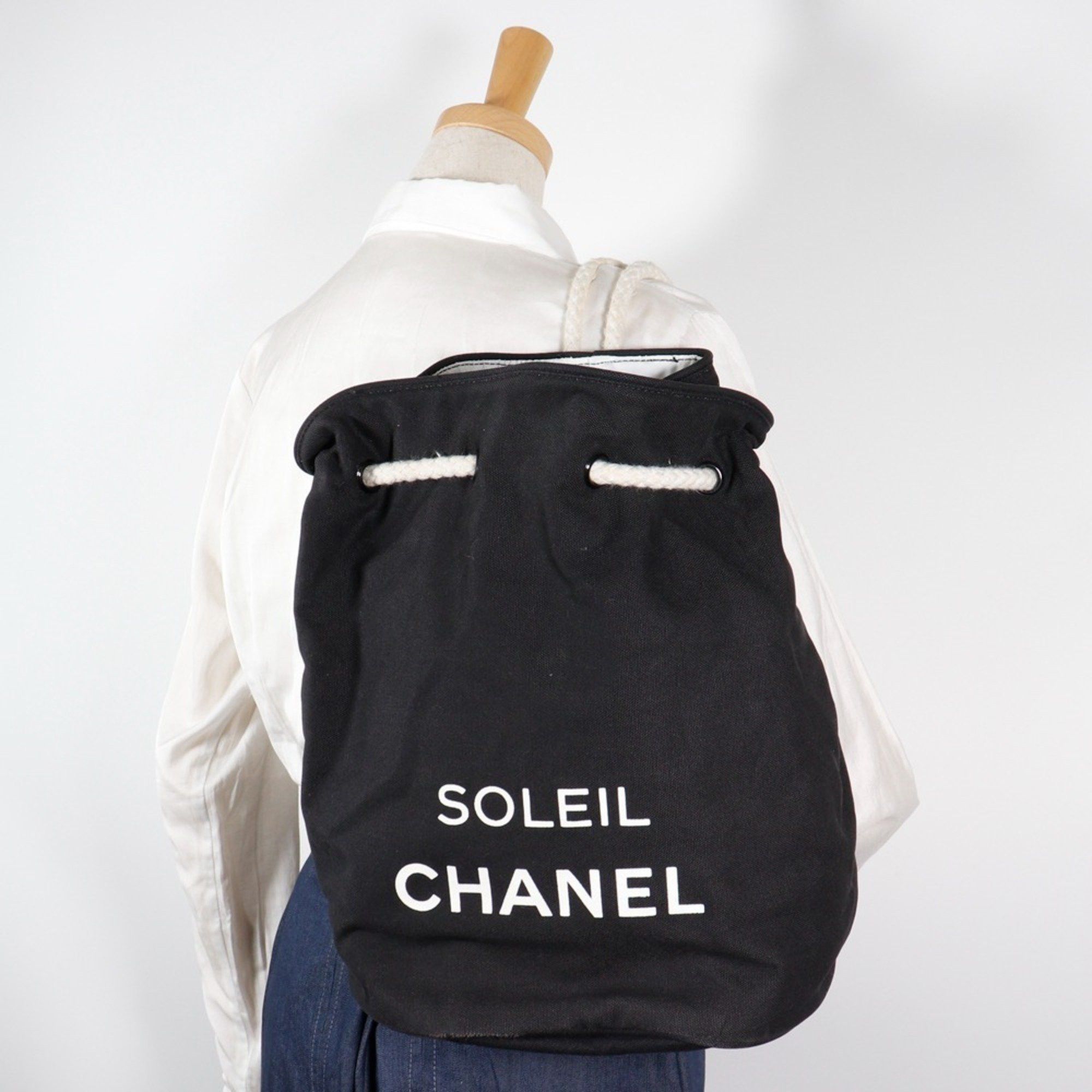 Chanel Chanel SOLEIL drawstring shoulder bag, novelty, black canvas, women's Size ONE SIZE - 19 Thumbnail