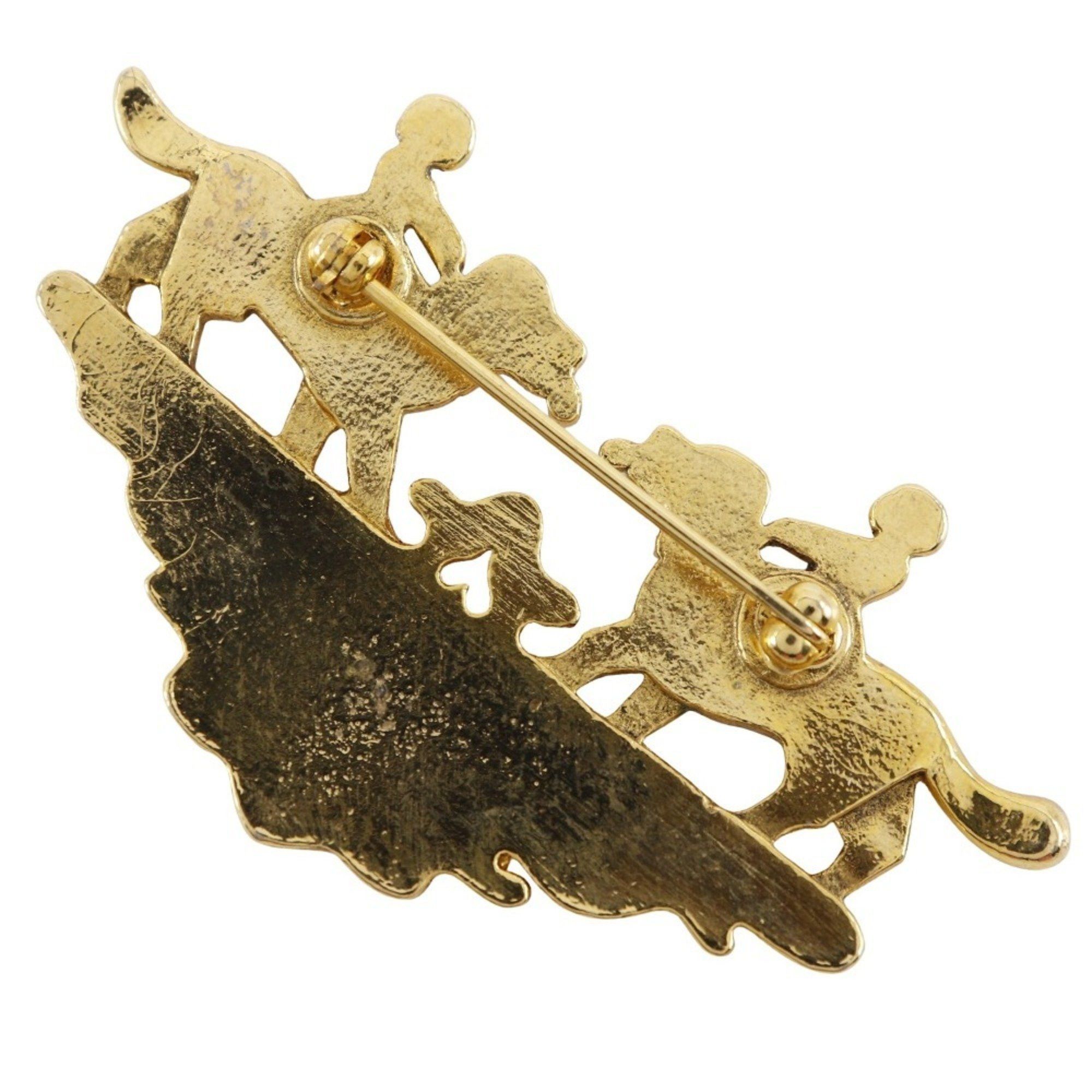 Hermes Hermes Hermès Cloisonne Girl & Dog Brooch, Vintage Cloisonné, Gold-Plated, Green, Approx. 18g Size ONE SIZE - 2 Thumbnail