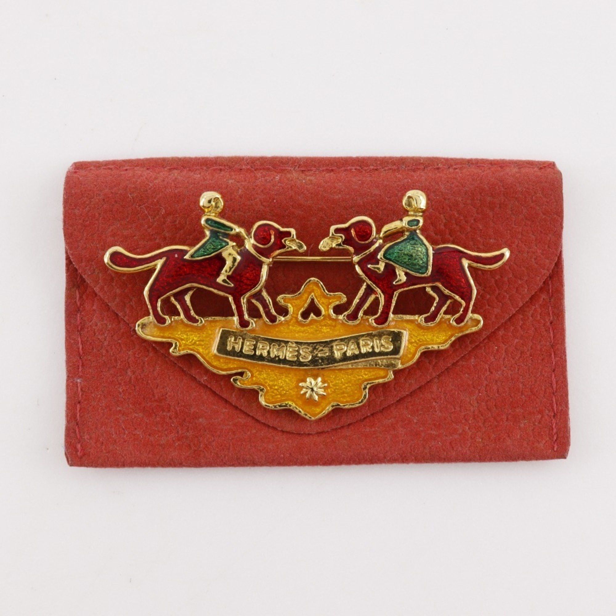 Hermes Hermes Hermès Cloisonne Girl & Dog Brooch, Vintage Cloisonné, Gold-Plated, Green, Approx. 18g Size ONE SIZE - 9 Thumbnail