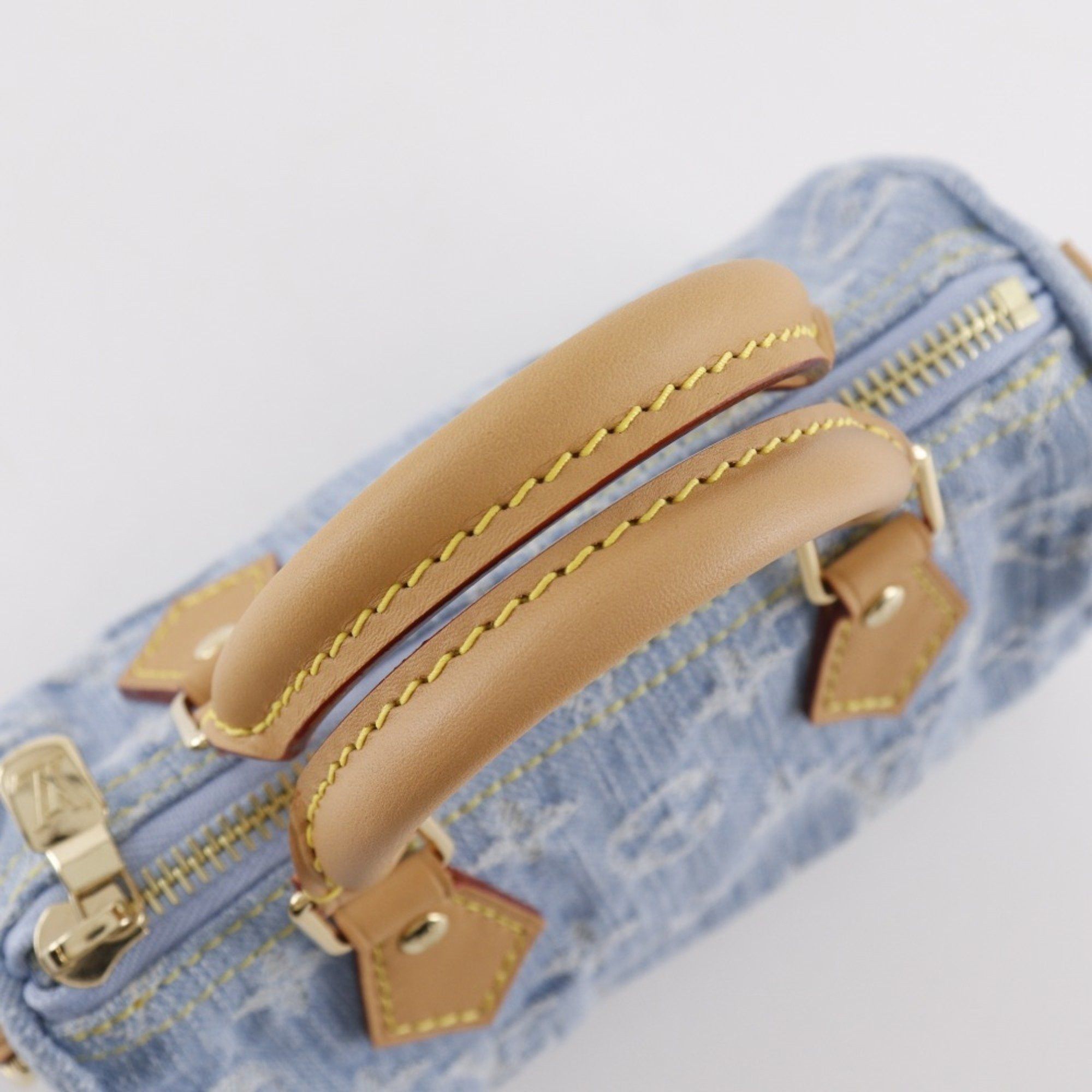 Louis Vuitton Louis Vuitton Nano Speedy Handbag, 2-Way Shoulder Bag, M11212, Monogram Denim, Sky Blue, Zipper, Women's Size ONE SIZE - 6 Thumbnail