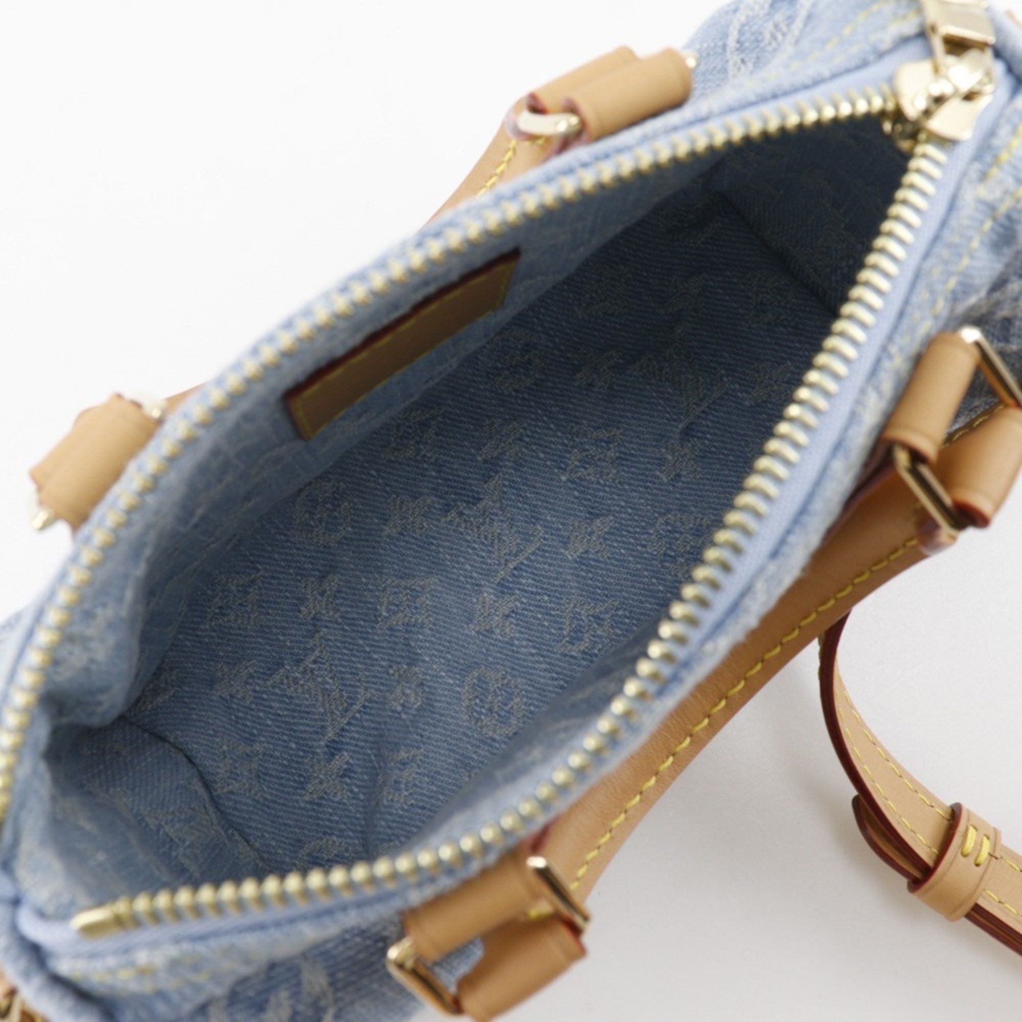 Louis Vuitton Louis Vuitton Nano Speedy Handbag, 2-Way Shoulder Bag, M11212, Monogram Denim, Sky Blue, Zipper, Women's Size ONE SIZE - 7 Thumbnail