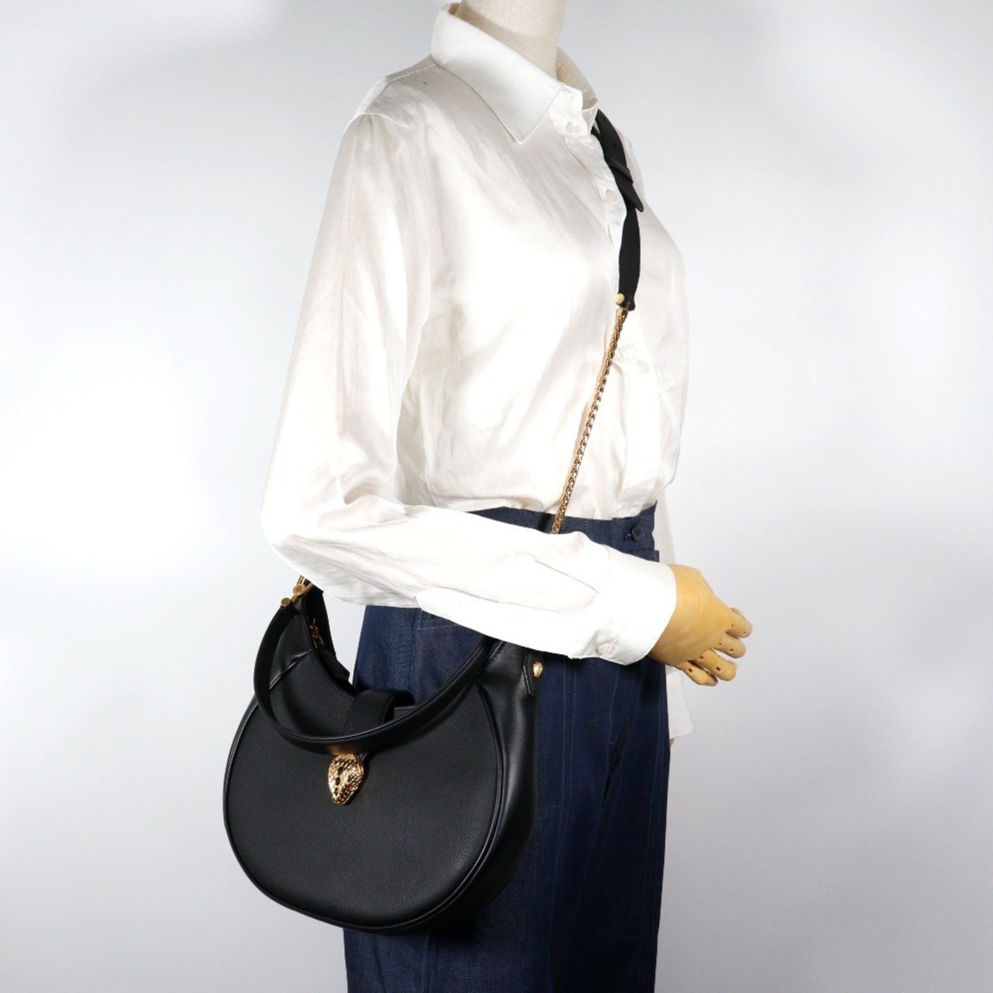 Bvlgari BVLGARI Serpenti Ellipse Half Moon Shoulder Bag (291953 