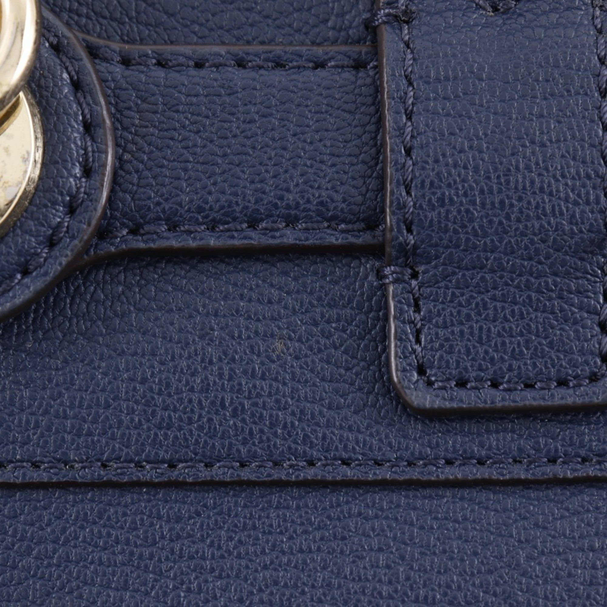 Michael Kors Michael Kors Hamilton Handbag, 2-Way Shoulder Bag, Navy Blue Leather, A5 Size, Zipper, Women's Size ONE SIZE - 11 Thumbnail