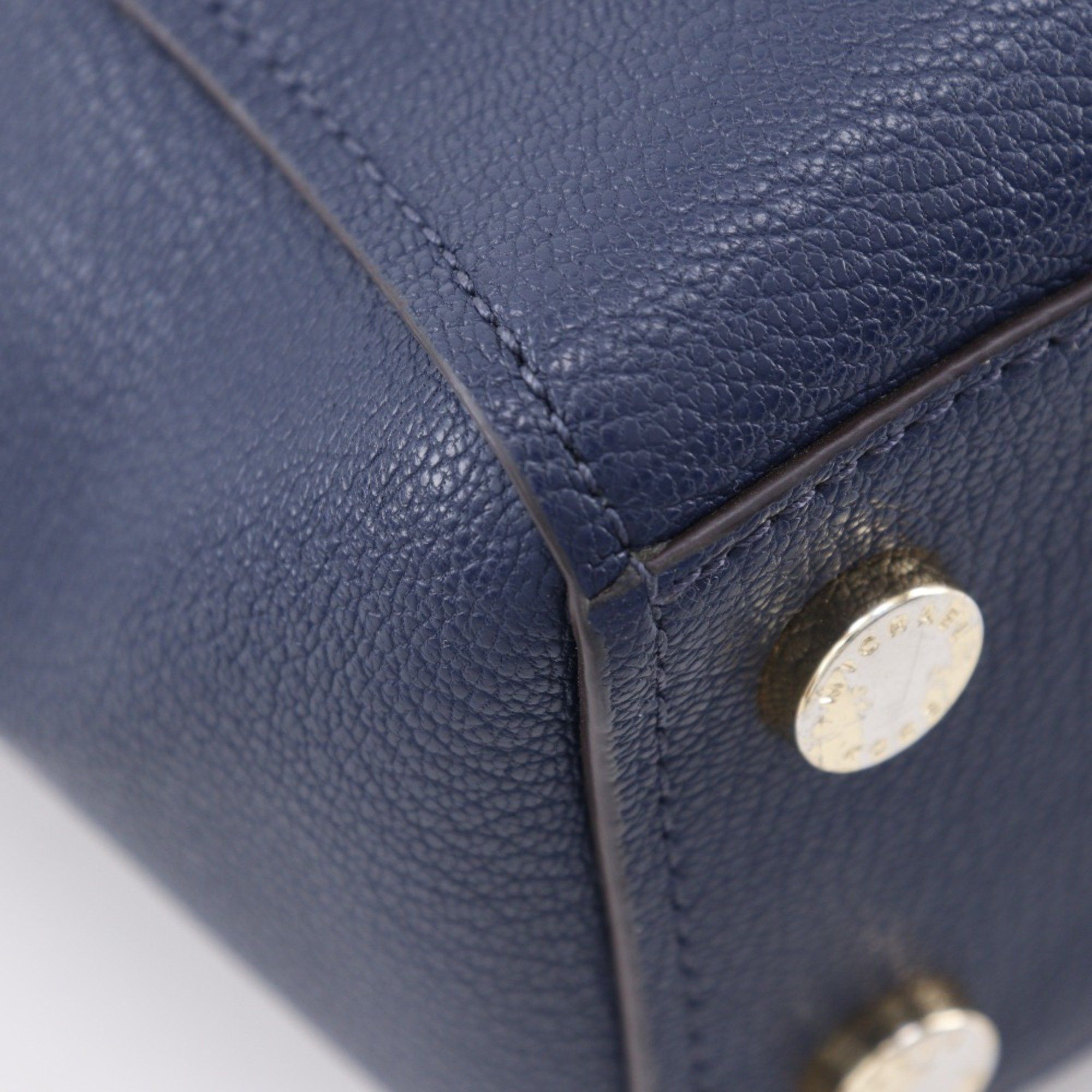 Michael Kors Michael Kors Hamilton Handbag, 2-Way Shoulder Bag, Navy Blue Leather, A5 Size, Zipper, Women's Size ONE SIZE - 4 Thumbnail