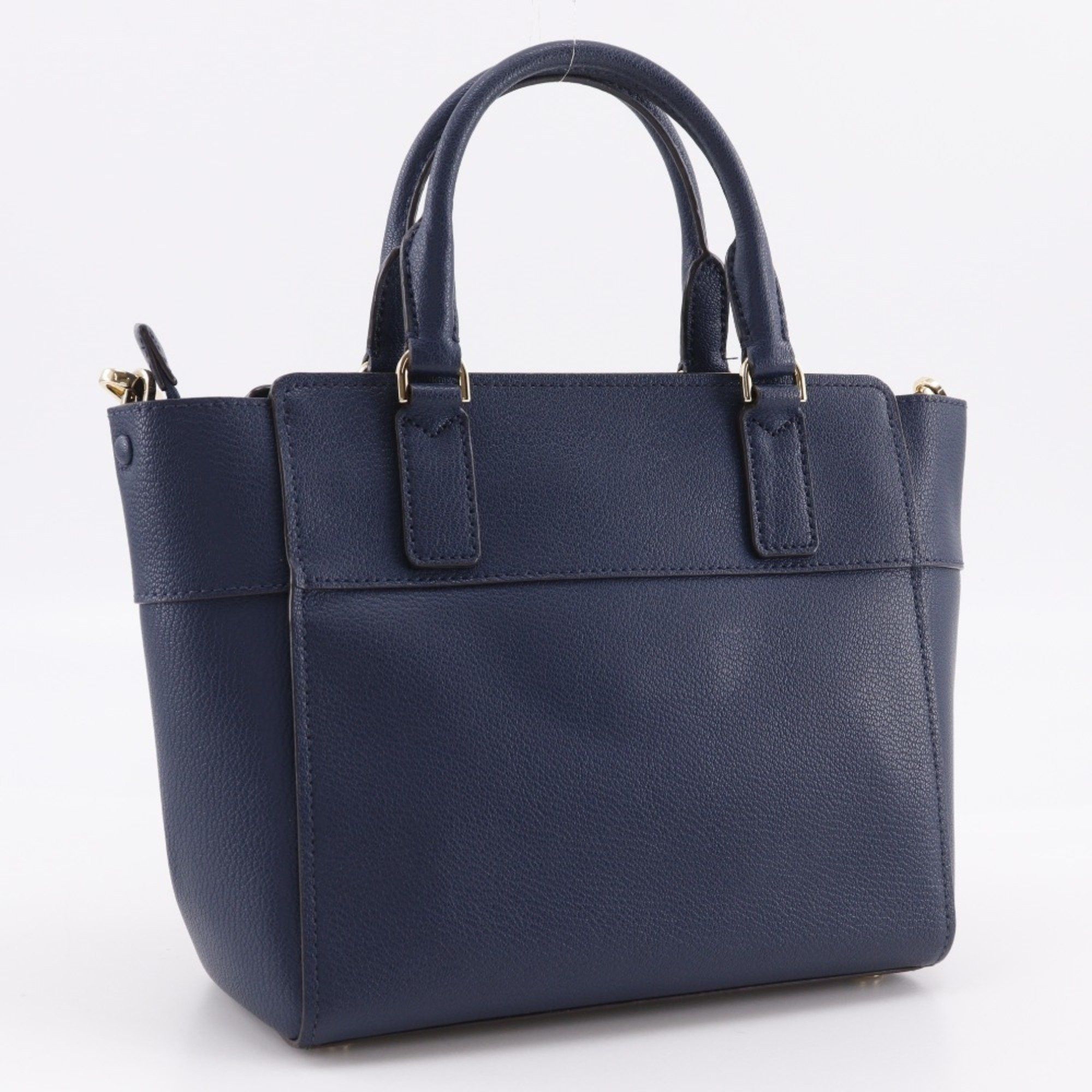 Michael Kors Michael Kors Hamilton Handbag, 2-Way Shoulder Bag, Navy Blue Leather, A5 Size, Zipper, Women's Size ONE SIZE - 3 Thumbnail