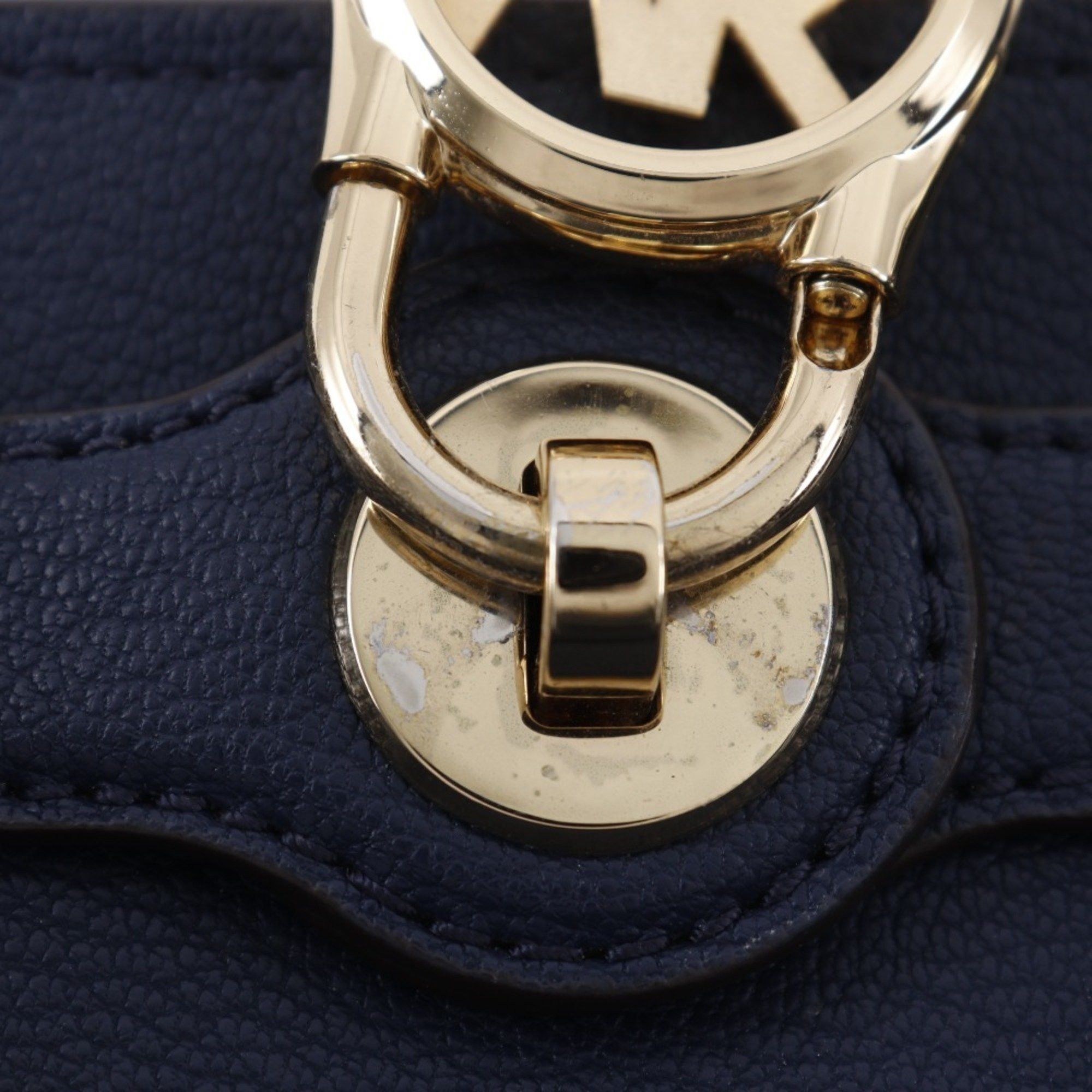Michael Kors Michael Kors Hamilton Handbag, 2-Way Shoulder Bag, Navy Blue Leather, A5 Size, Zipper, Women's Size ONE SIZE - 9 Thumbnail