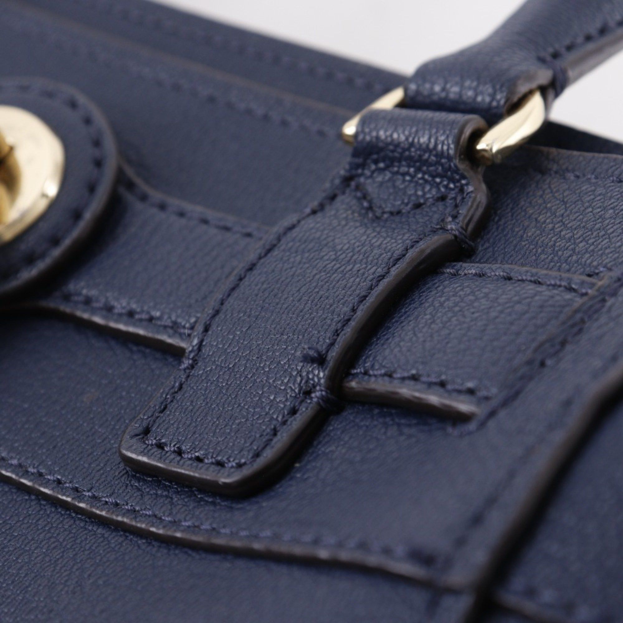 Michael Kors Michael Kors Hamilton Handbag, 2-Way Shoulder Bag, Navy Blue Leather, A5 Size, Zipper, Women's Size ONE SIZE - 12 Thumbnail